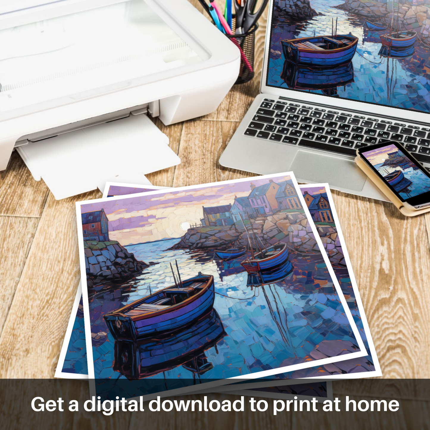 Dusk at Cove Harbour: A Modern Impressionist Escape