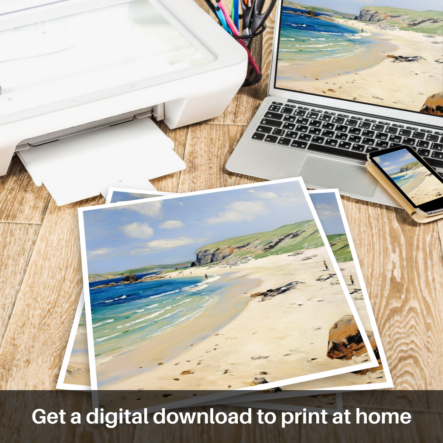 Serene Shores of Sandwood Bay: An Impressionist Ode to Sutherland's Coastal Gem