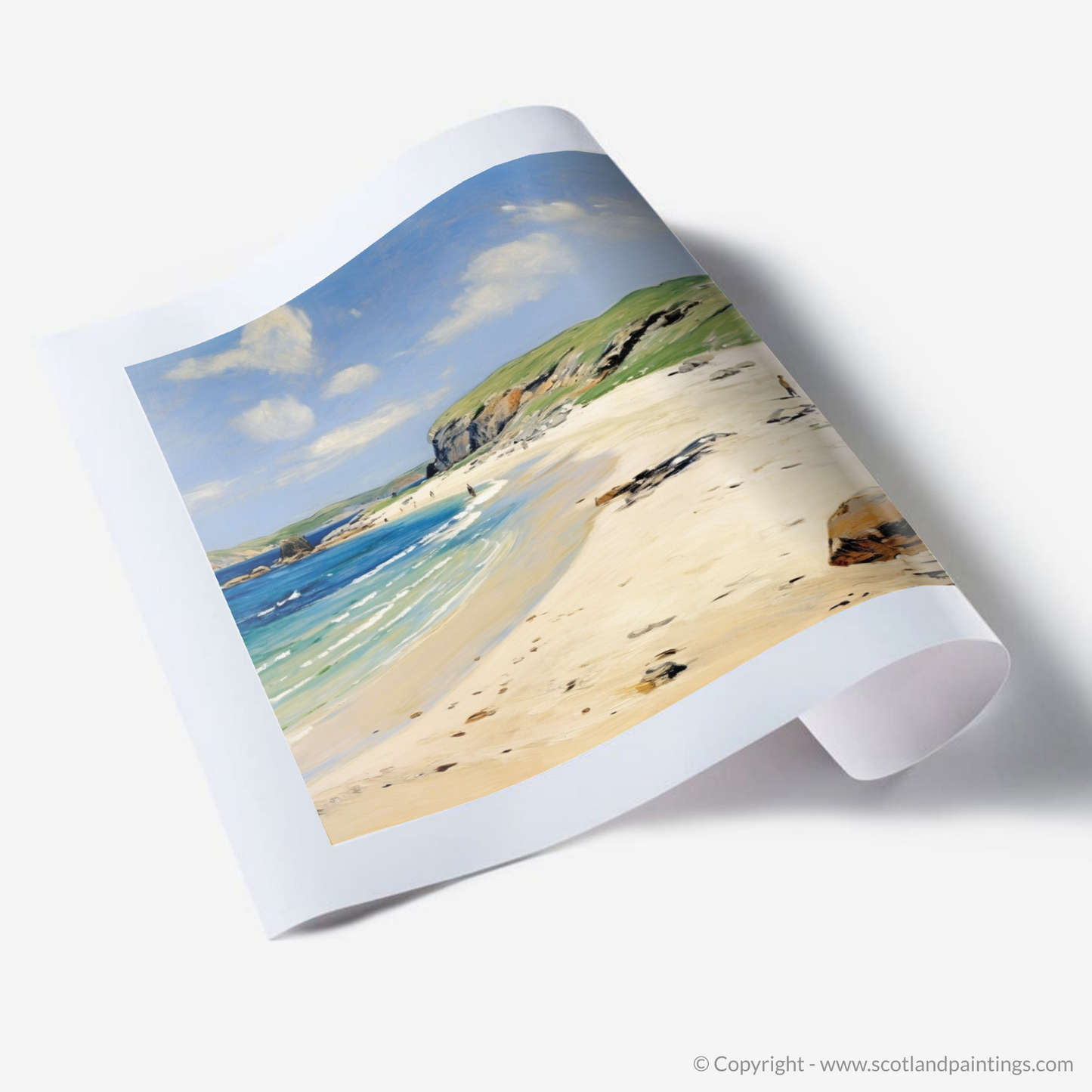 Serene Shores of Sandwood Bay: An Impressionist Ode to Sutherland's Coastal Gem