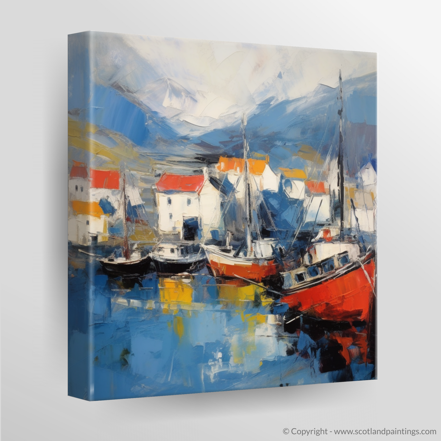 Portree Harbour Essence: An Abstract Expressionist Ode to the Isle of Skye