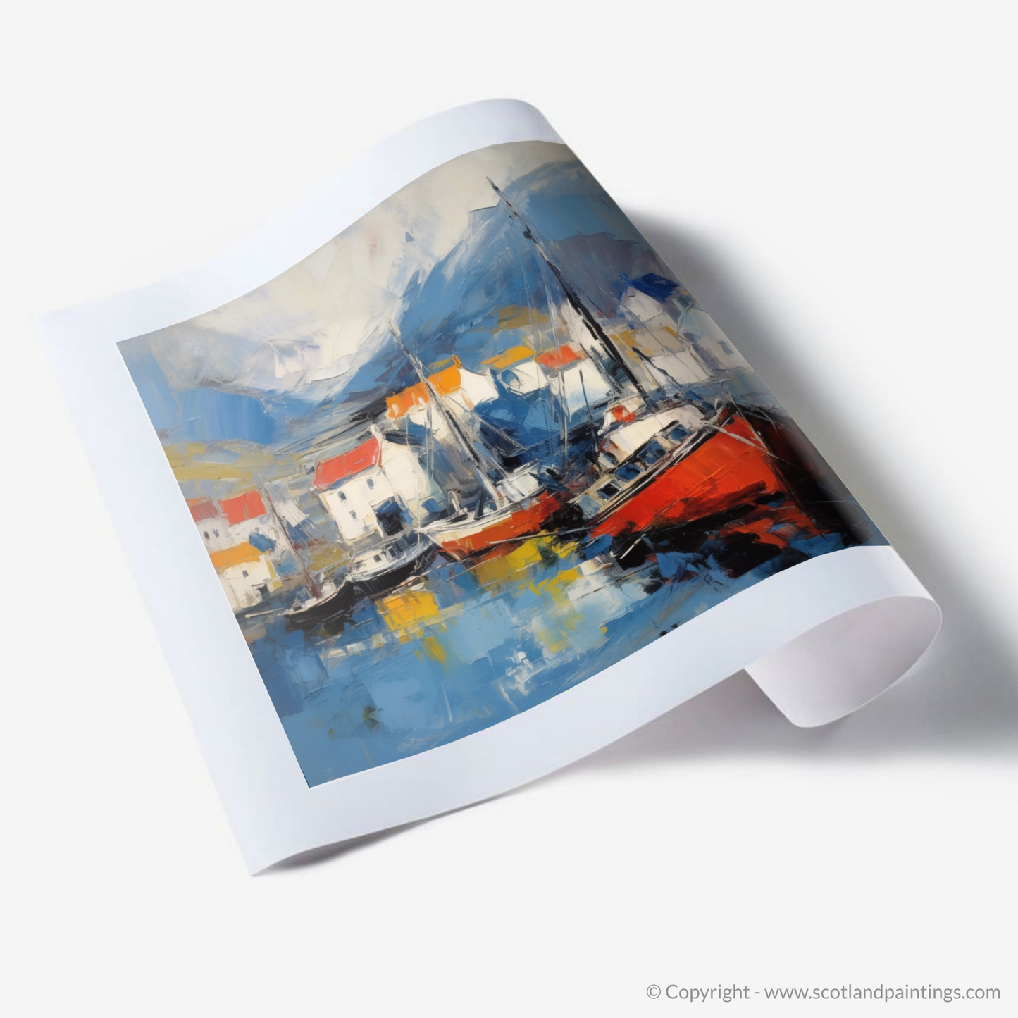 Portree Harbour Essence: An Abstract Expressionist Ode to the Isle of Skye