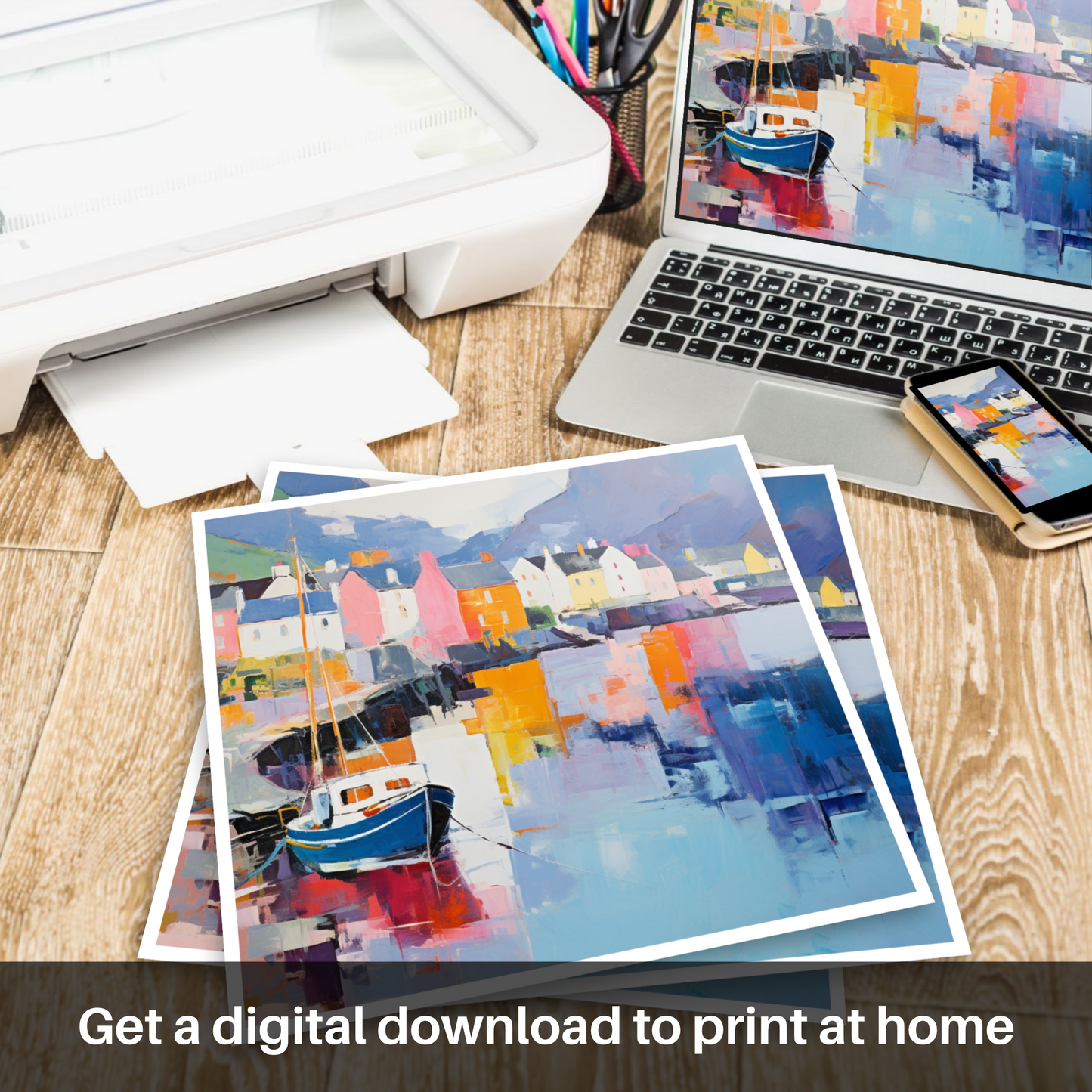 Portree Harbour Serenity: A Colour Field Tribute