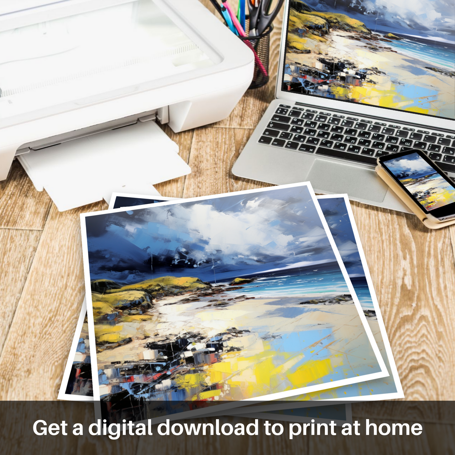 Storm's Embrace at Camusdarach Beach: An Abstract Impressionist Journey