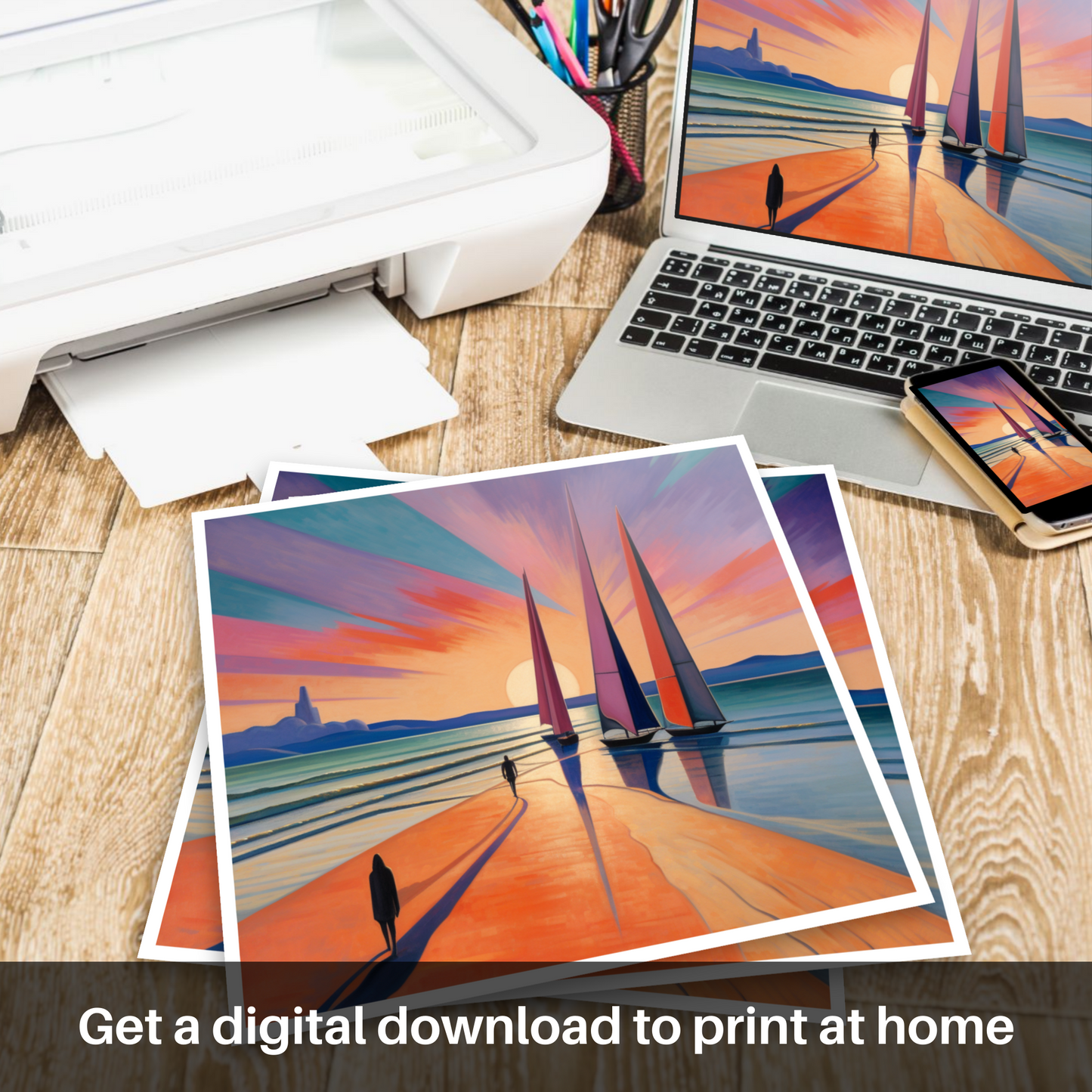 Ethereal Sunset at Nairn Beach: A Surrealist Dream