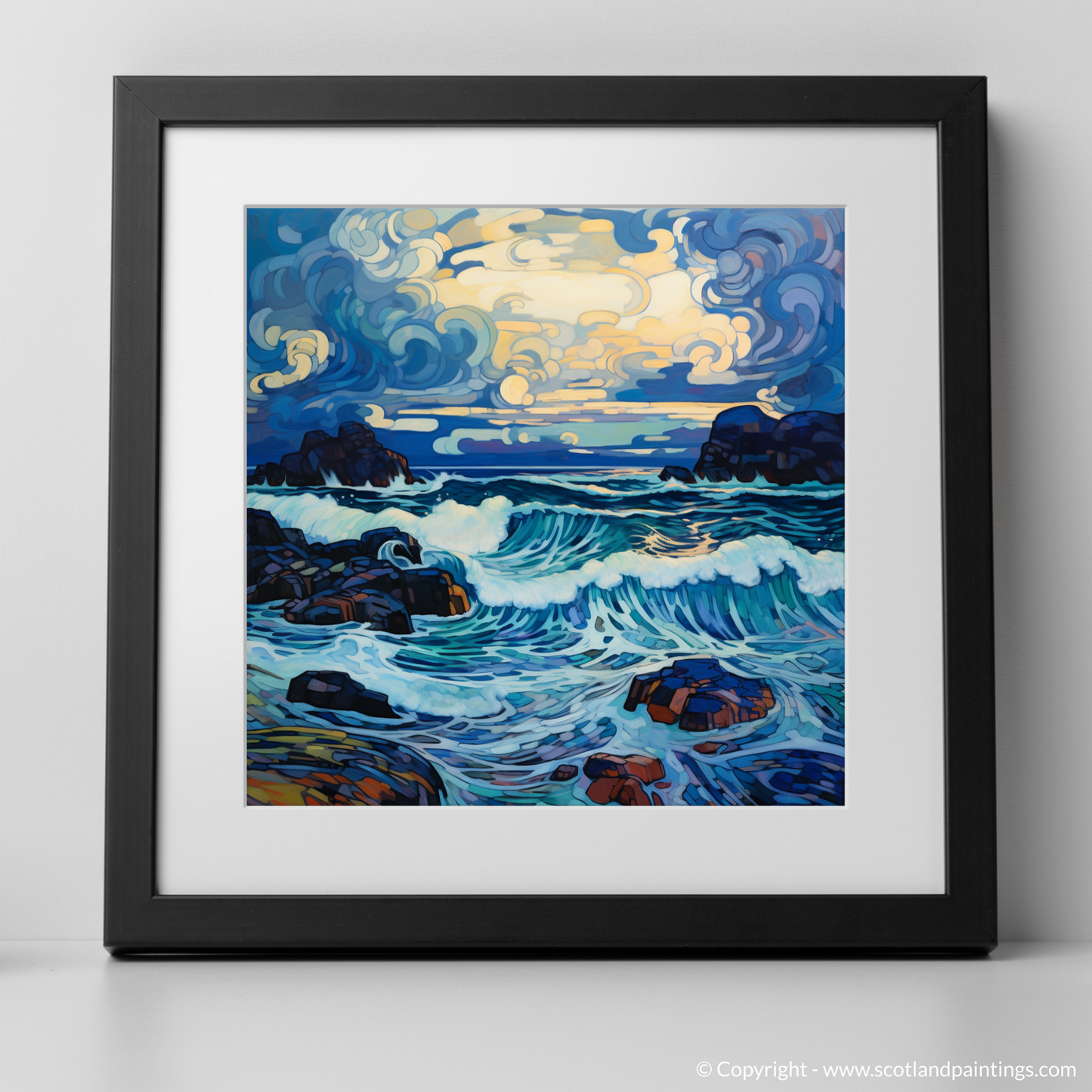 Stormy Serenade of Achmelvich Bay - An Art Nouveau Tribute