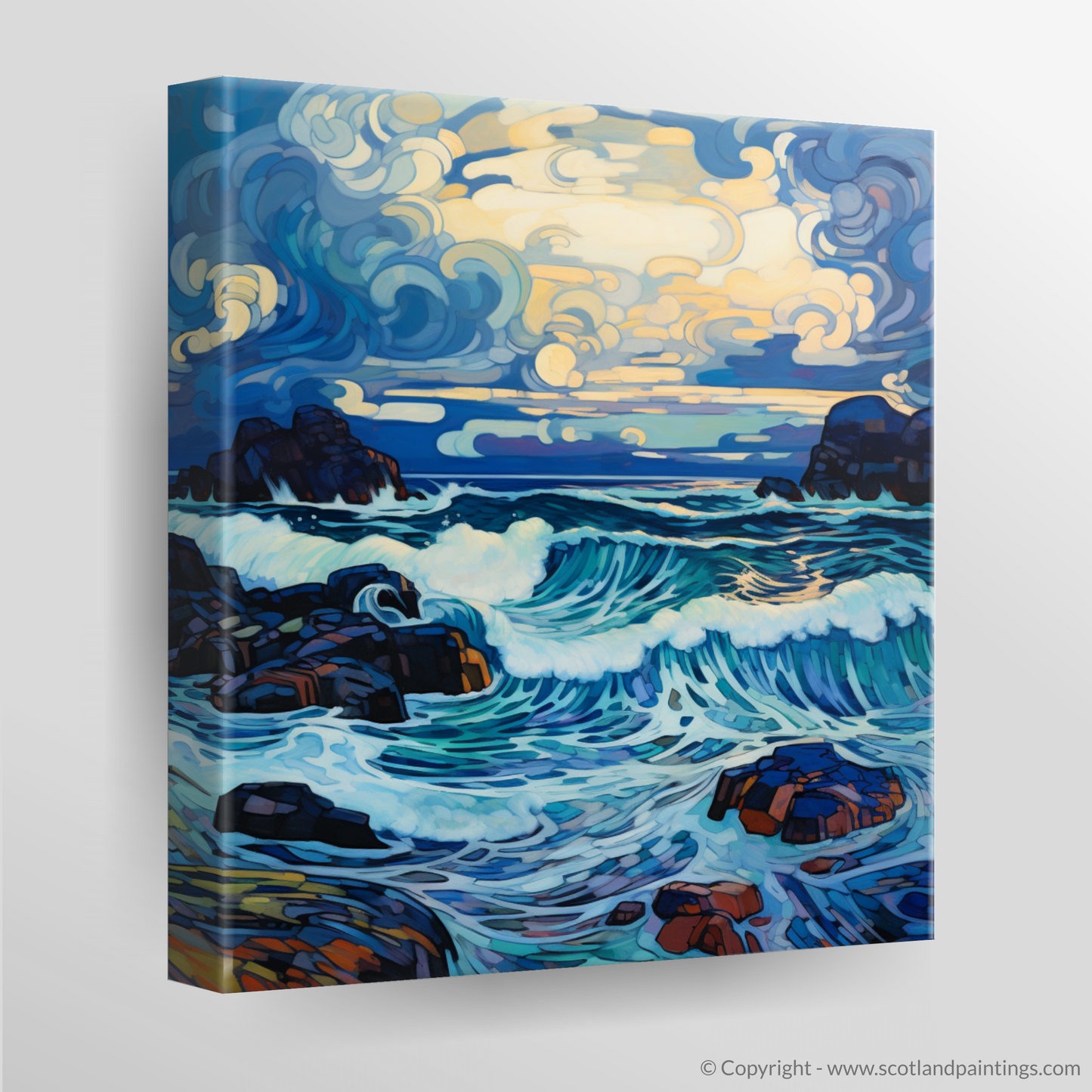 Stormy Serenade of Achmelvich Bay - An Art Nouveau Tribute