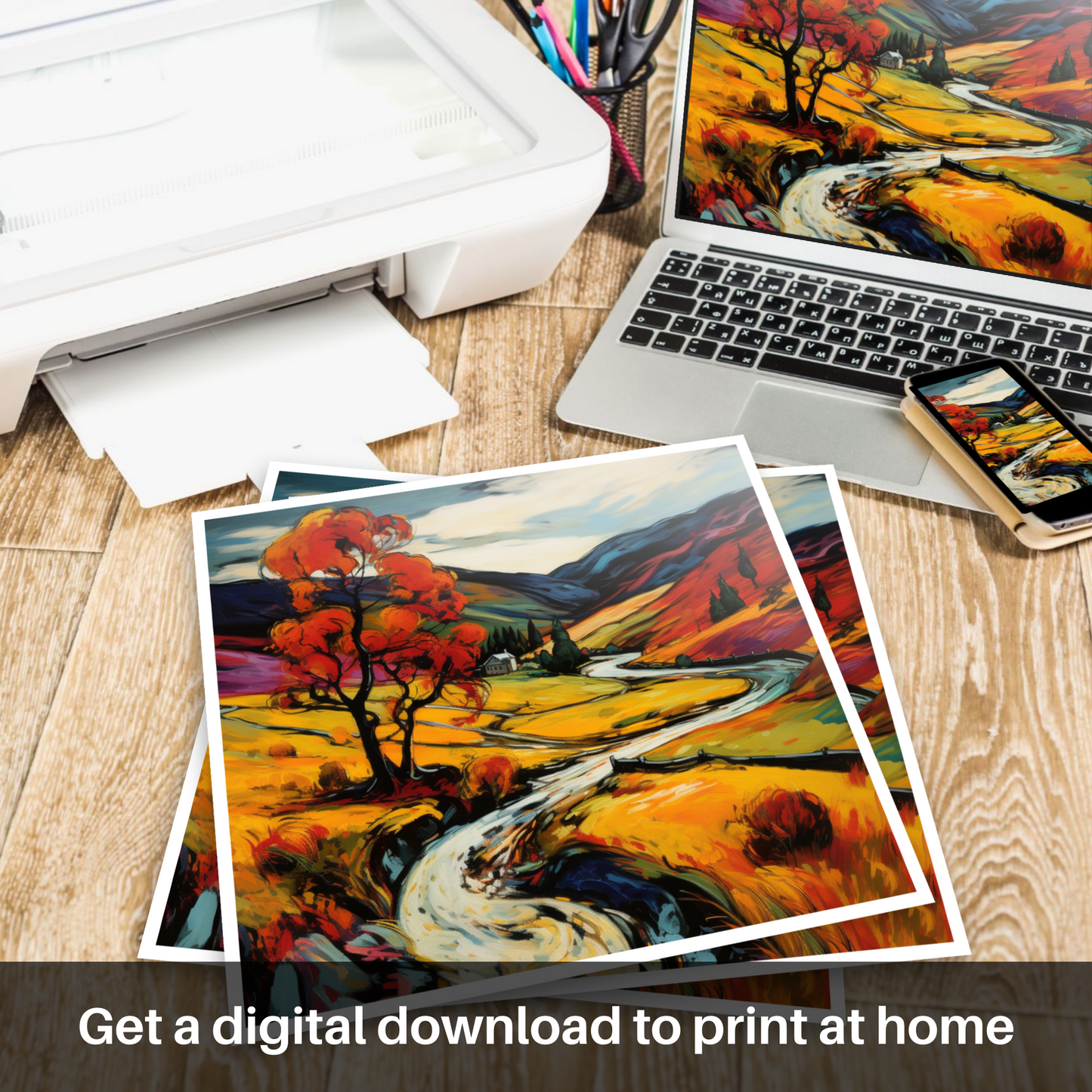 Autumn Blaze at Glen Feshie: A Fauvist Ode to the Highlands