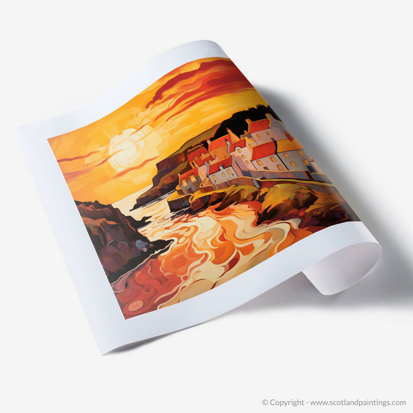 Portsoy Harbour at Golden Hour: An Abstract Symphony of Light and Colour