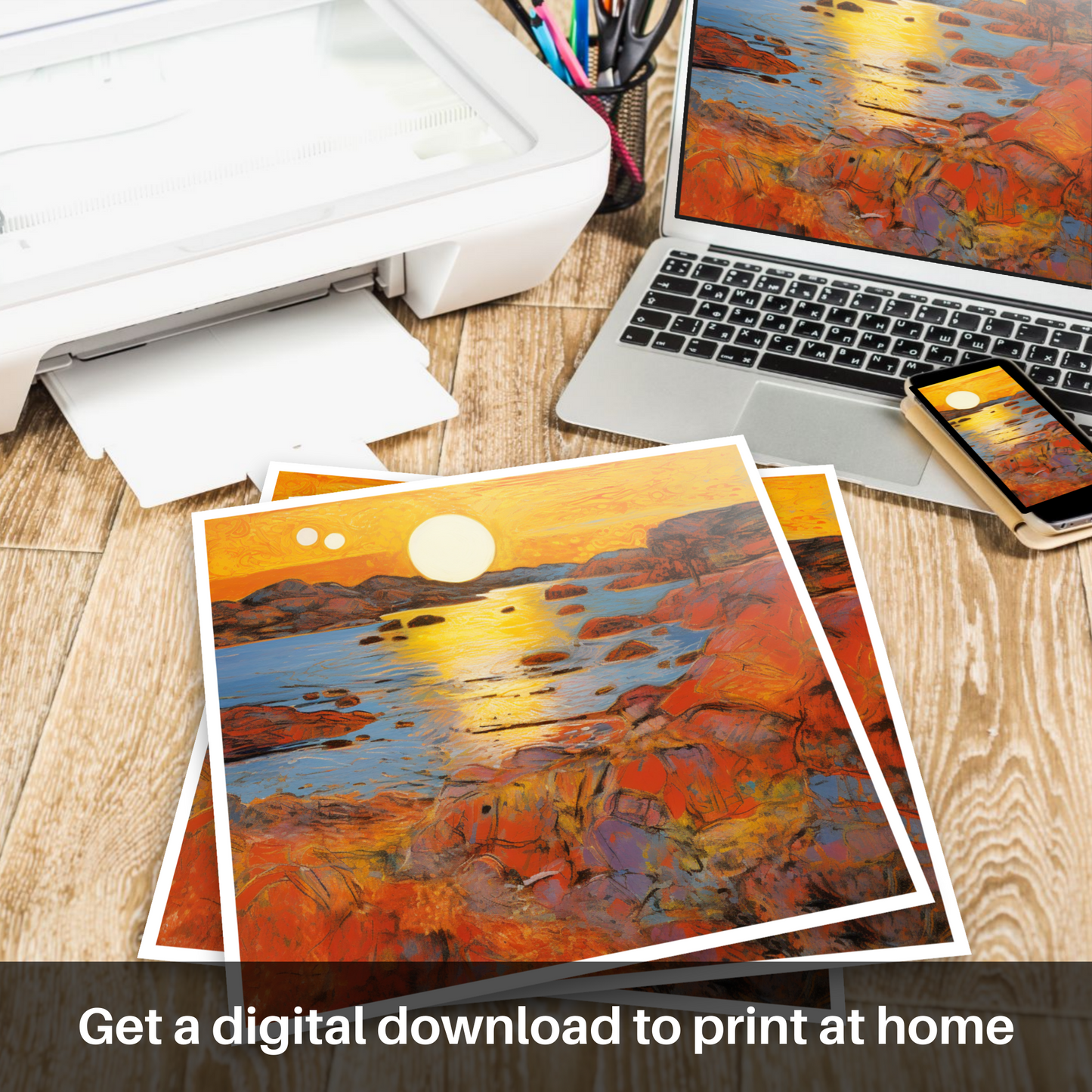 Golden Hour at Achmelvich Bay: An Abstract Expressionist Journey