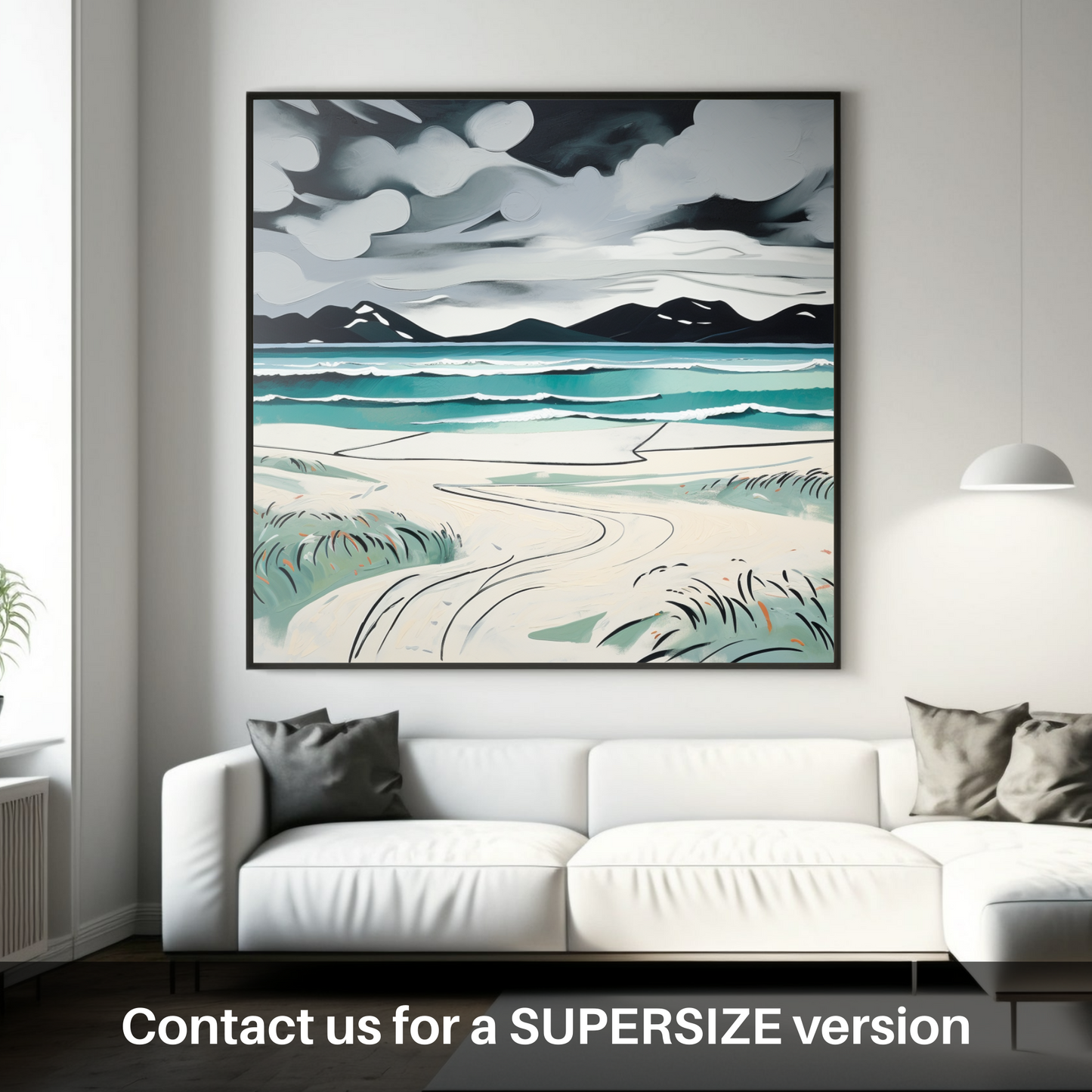 Storm over Luskentyre Sands: A Naive Art Homage to Scottish Shores