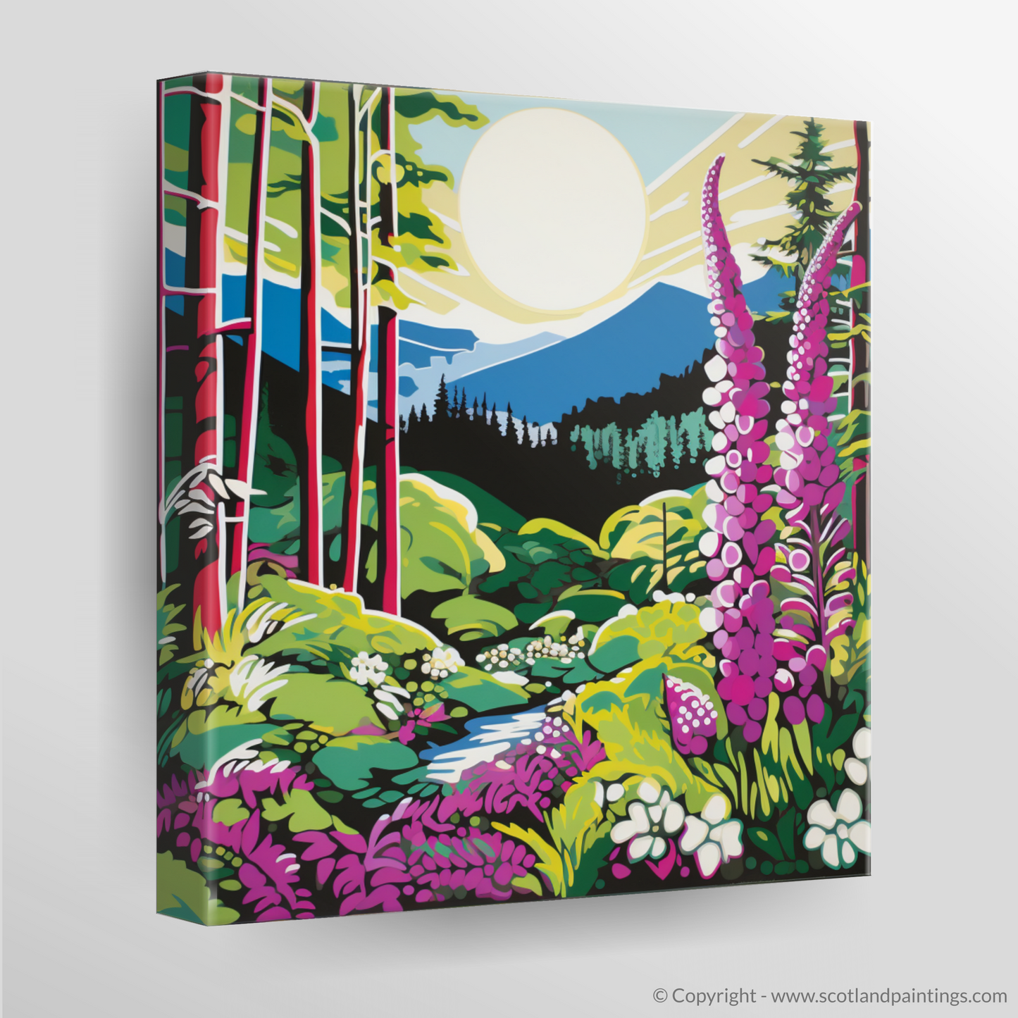 Scottish Highlands in Bloom: A Pop Art Tribute to Foxglove Splendour