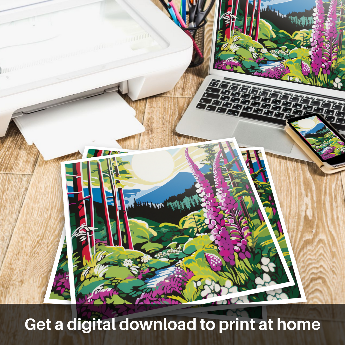 Scottish Highlands in Bloom: A Pop Art Tribute to Foxglove Splendour