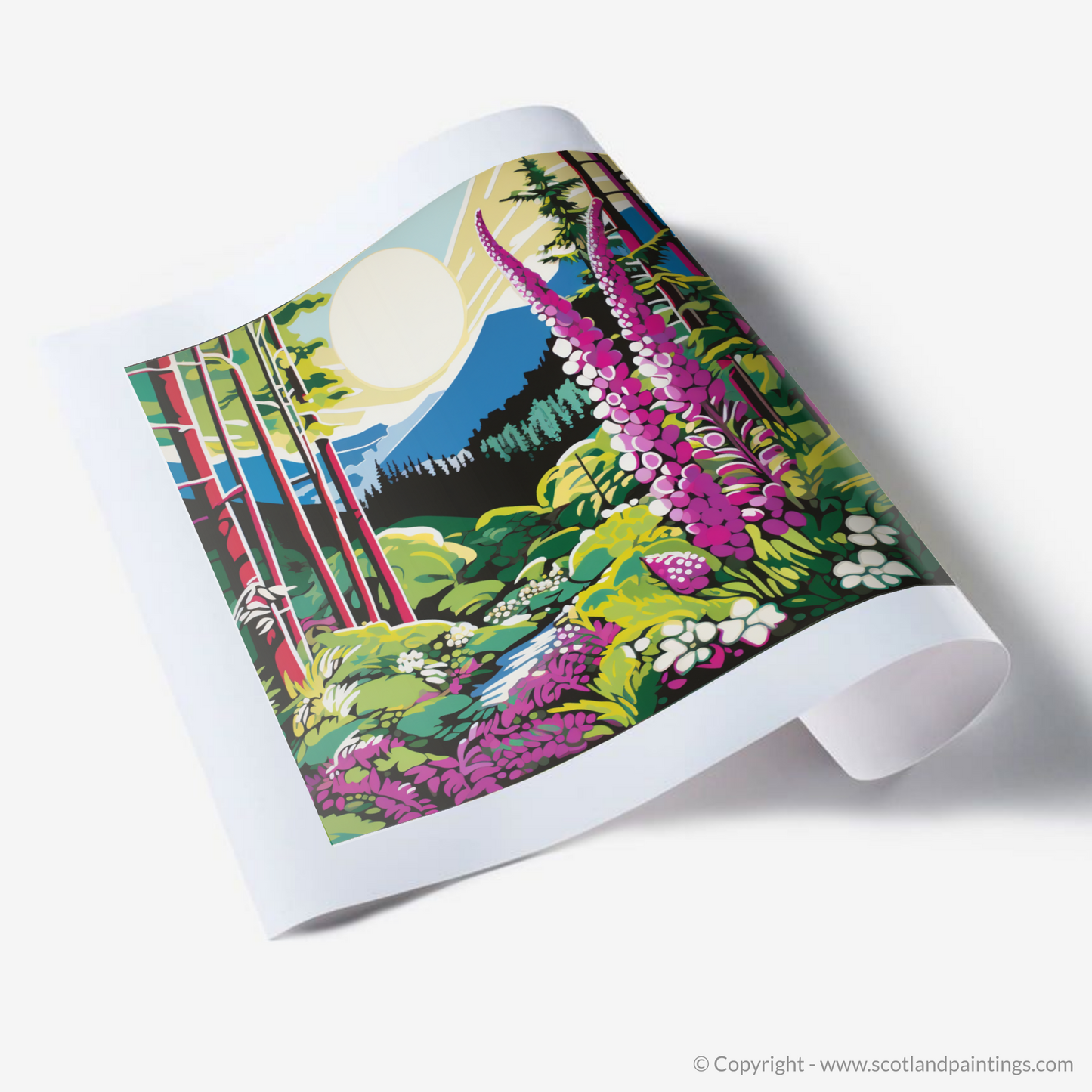 Scottish Highlands in Bloom: A Pop Art Tribute to Foxglove Splendour