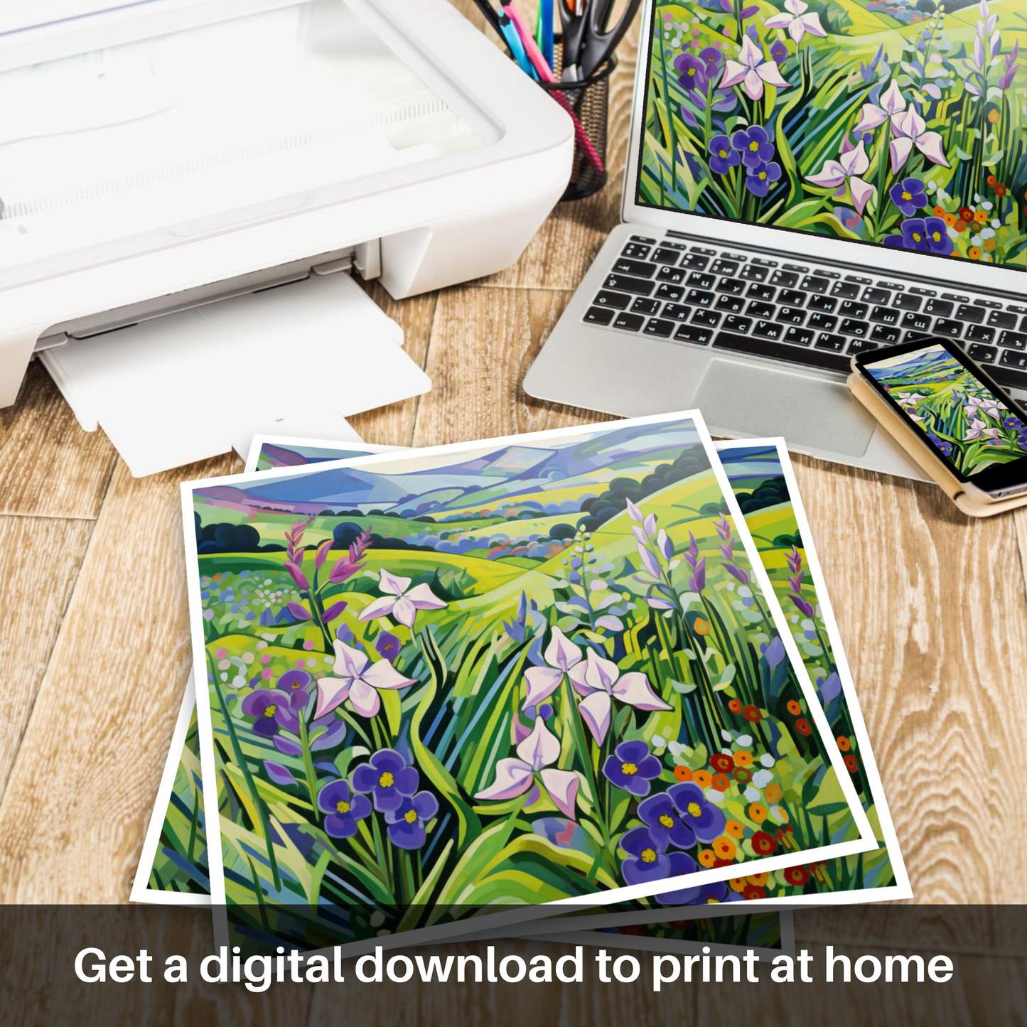 Speyside Symphony: A Cubist Ode to Scottish Wildflowers