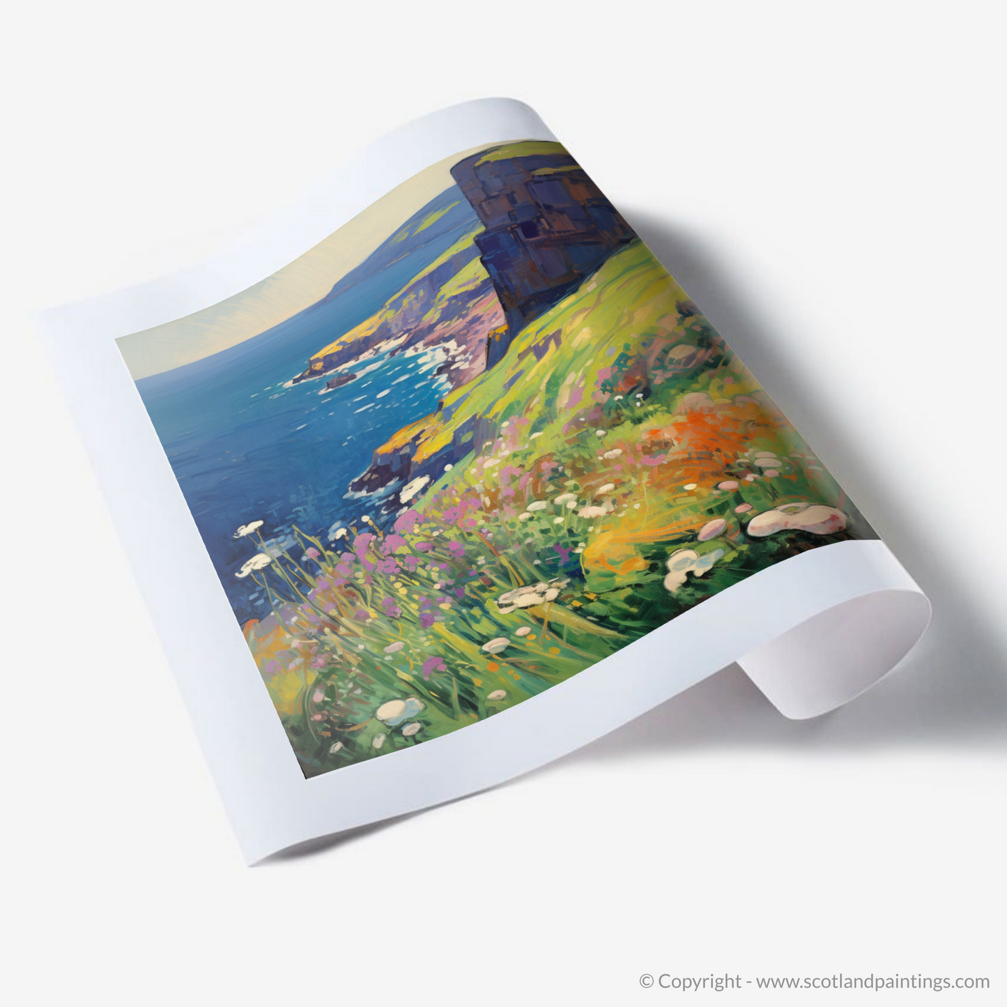 Vibrant Cliffs of Mull: A Fauvist Ode to Scottish Flora