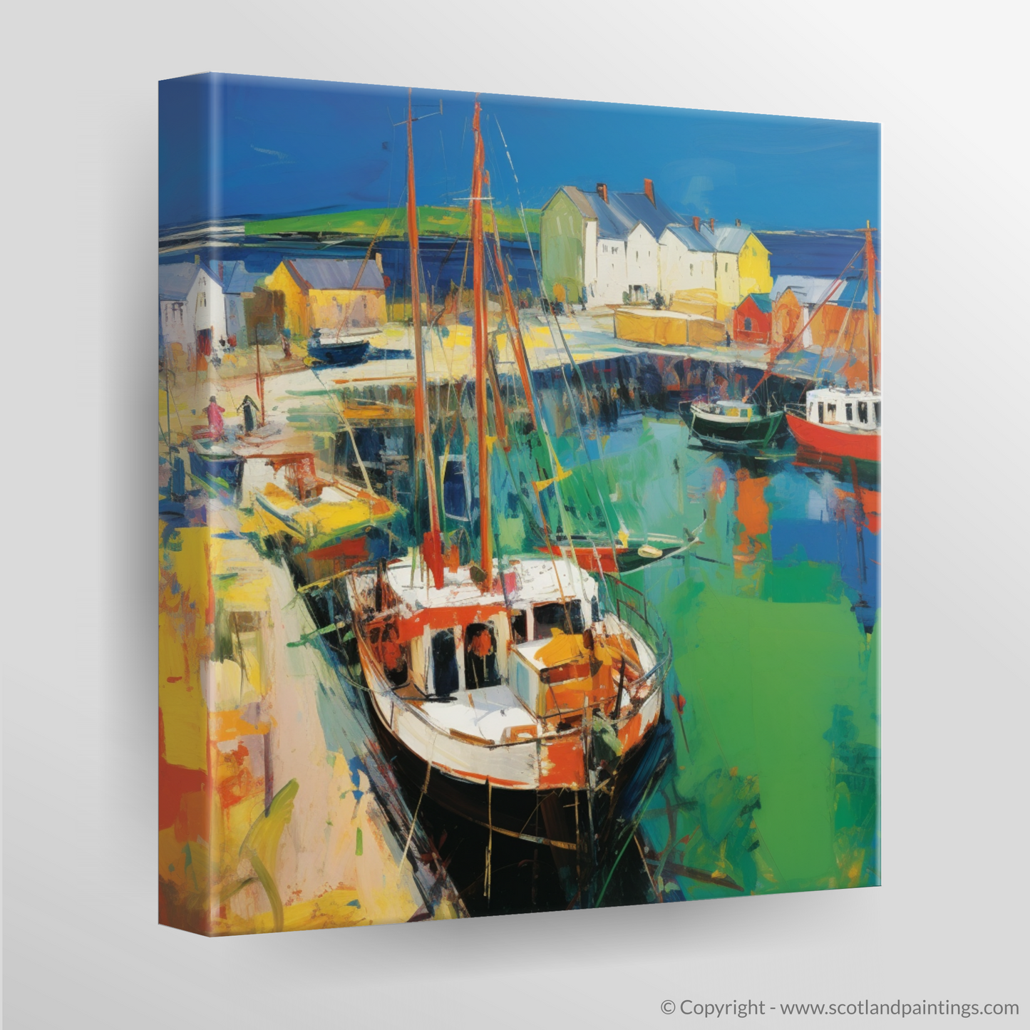 Charlestown Harbour Frenzy: An Abstract Expressionist Ode to Scottish Maritime Life