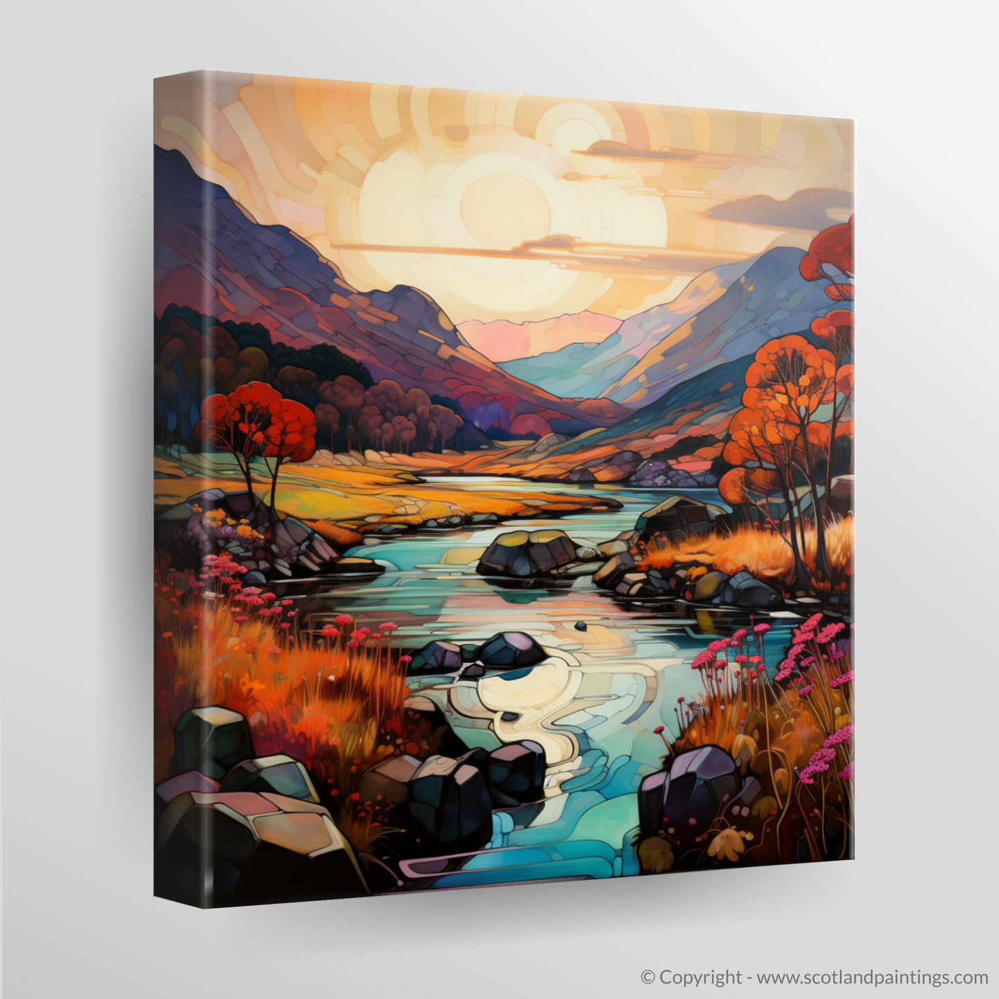 Autumn's Embrace in Glencoe - An Art Nouveau Tribute