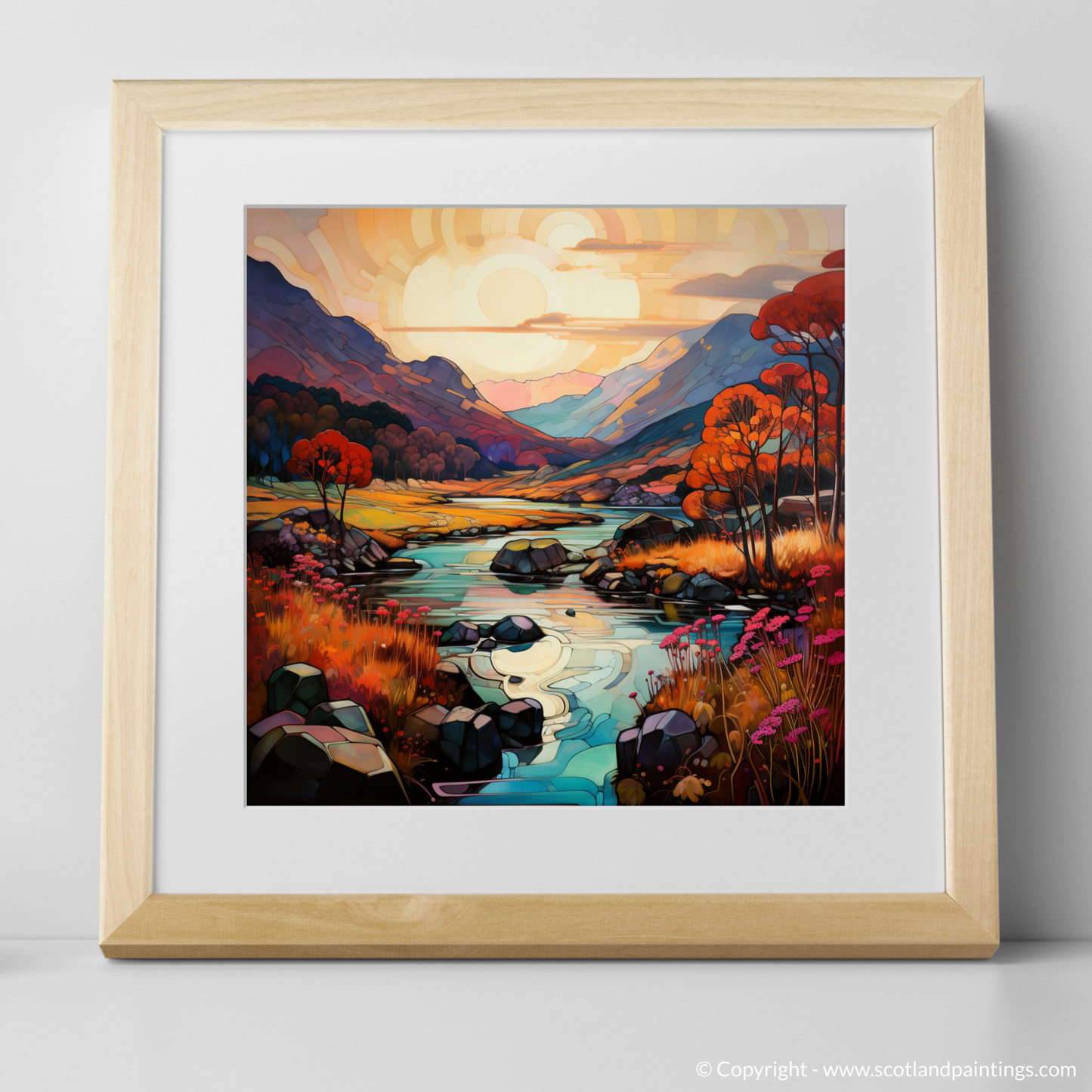 Autumn's Embrace in Glencoe - An Art Nouveau Tribute