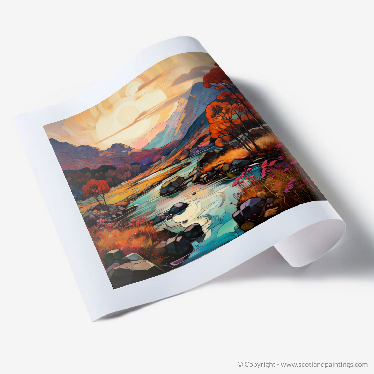 Autumn's Embrace in Glencoe - An Art Nouveau Tribute