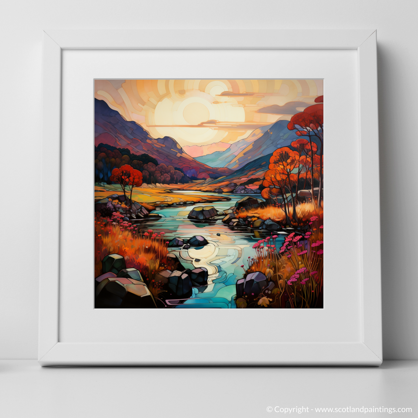 Autumn's Embrace in Glencoe - An Art Nouveau Tribute