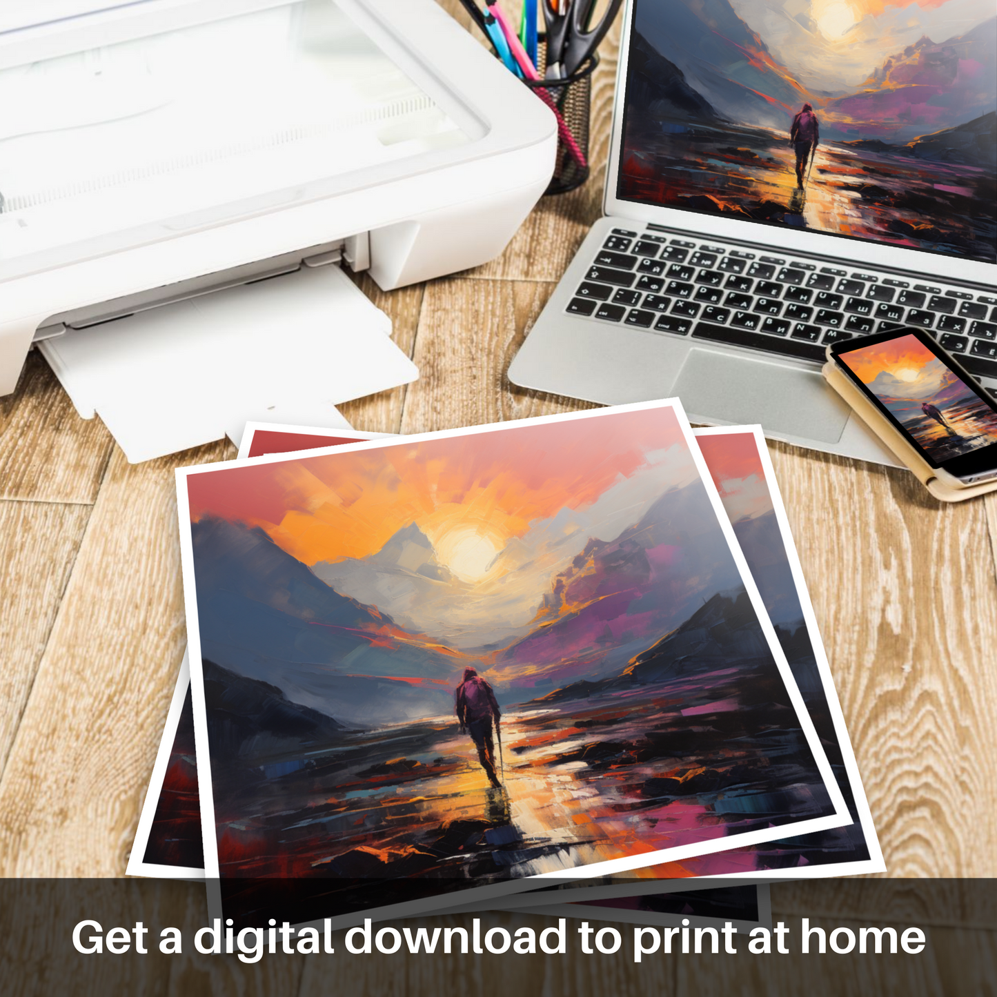 Hiker's Twilight Embrace in Glencoe