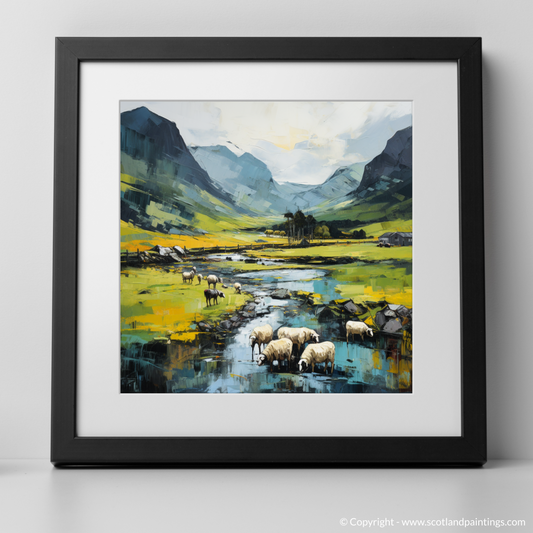 Cubist Serenity: Grazing Sheep in Glencoe
