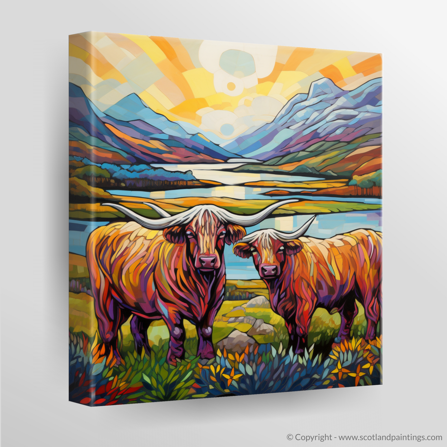 Highland Majesty: A Cubist Ode to Glencoe's Gentle Giants