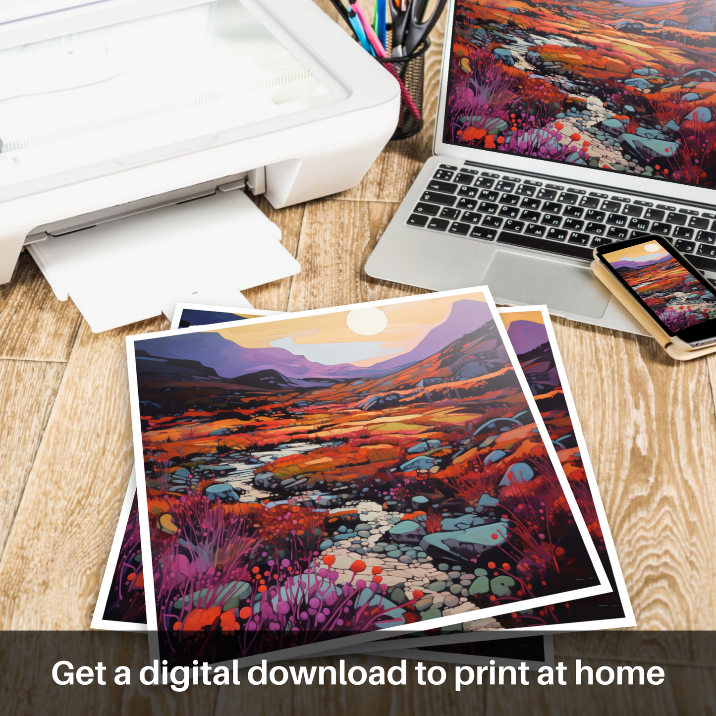 Cubist Dusk in Glencoe's Crowberry Patches