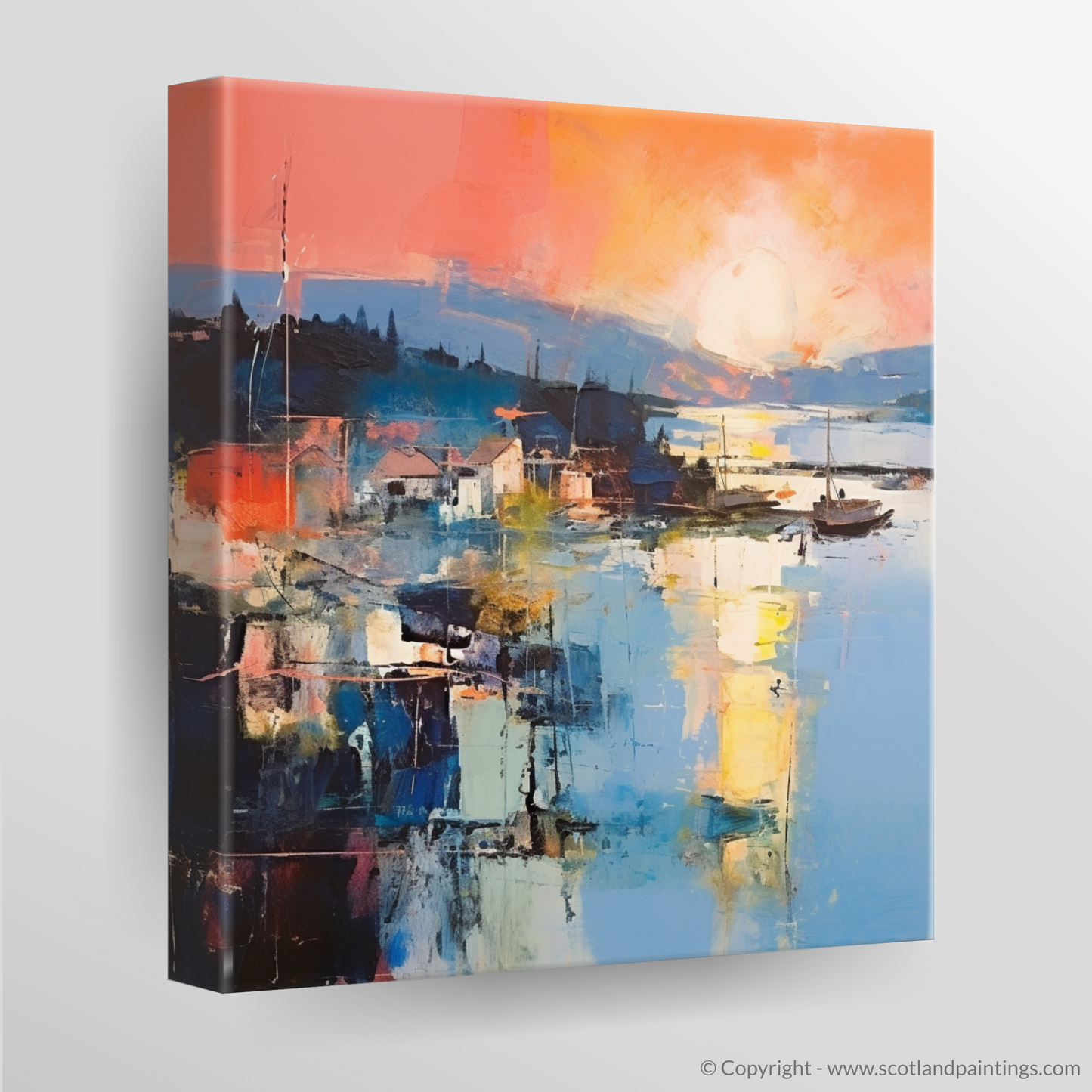 Fiery Sunset Embrace at Tobermory Harbour