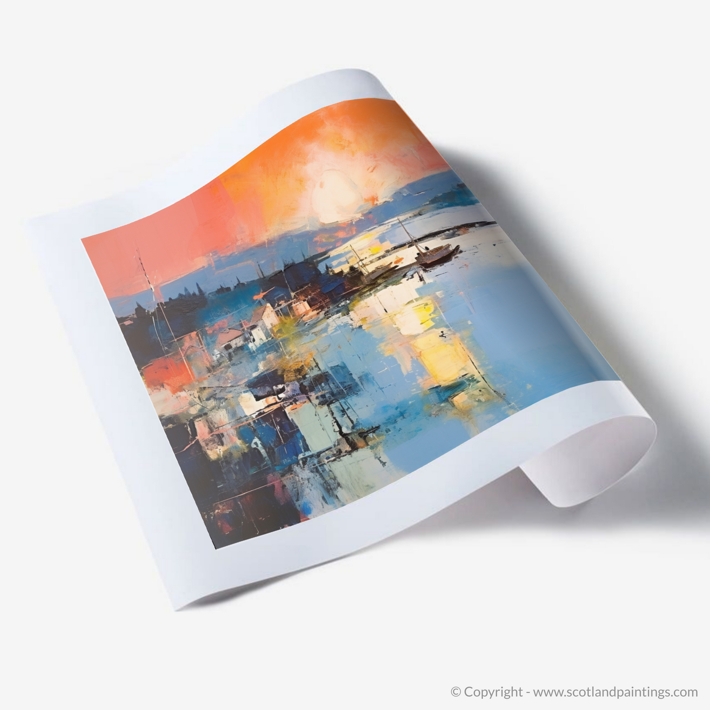 Fiery Sunset Embrace at Tobermory Harbour