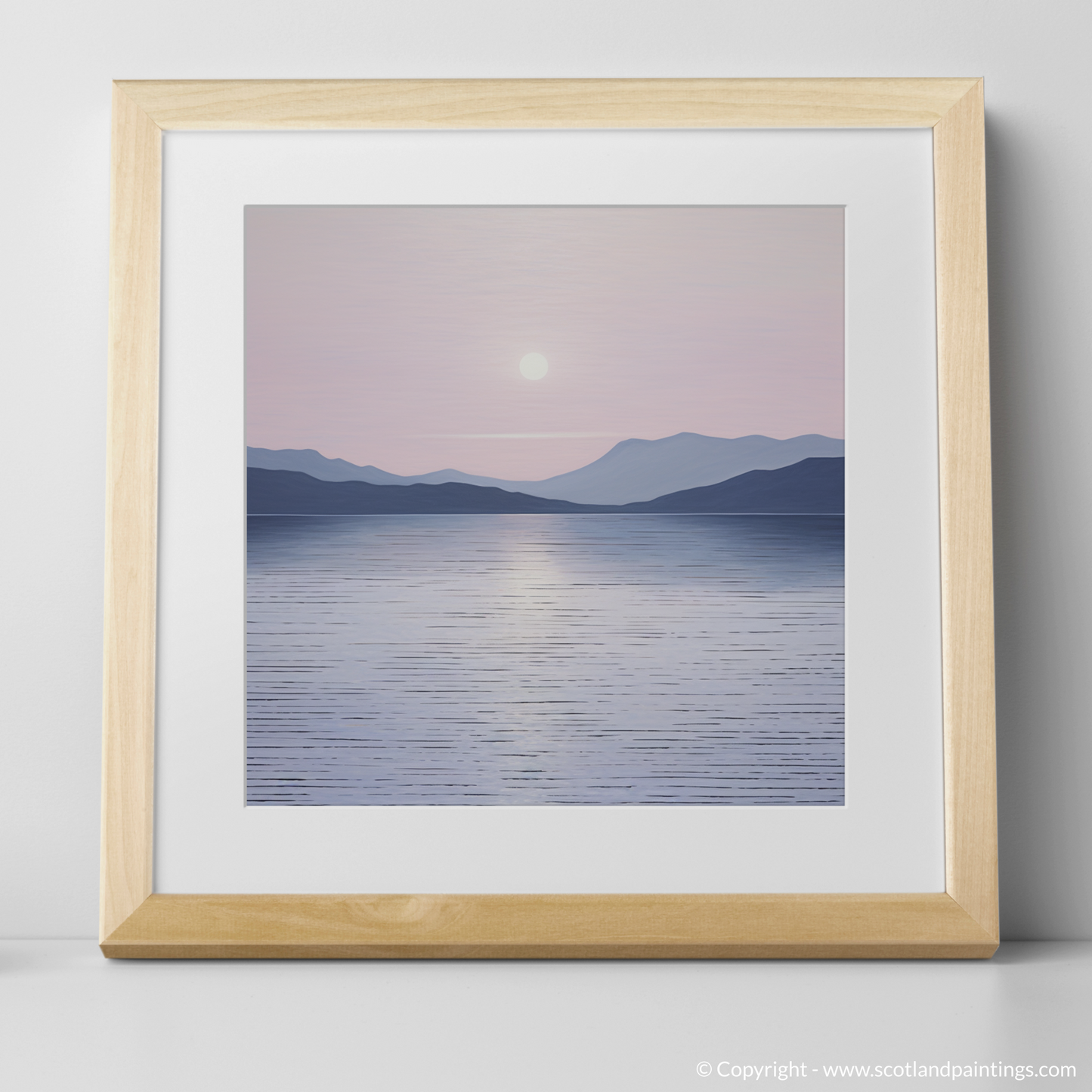 Art Print of Dusk on Loch Lomond with a natural frame