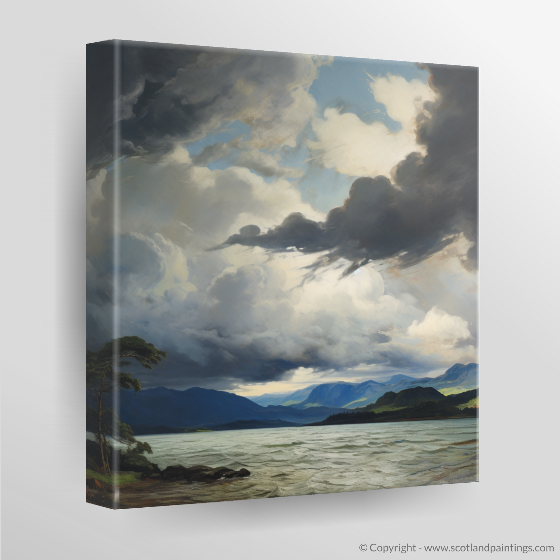 Canvas Print of Storm clouds above Loch Lomond