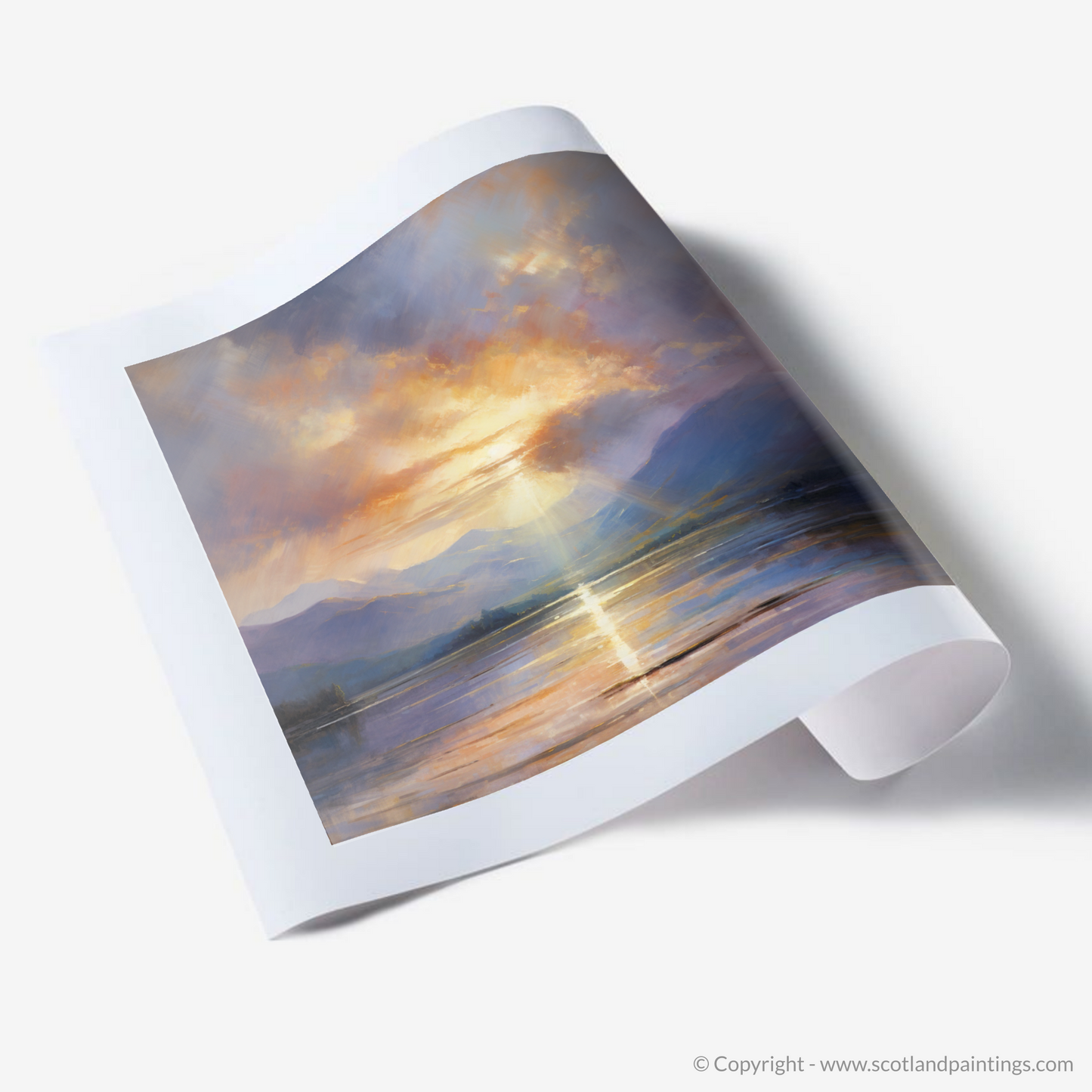 Art Print of Crepuscular rays above Loch Lomond