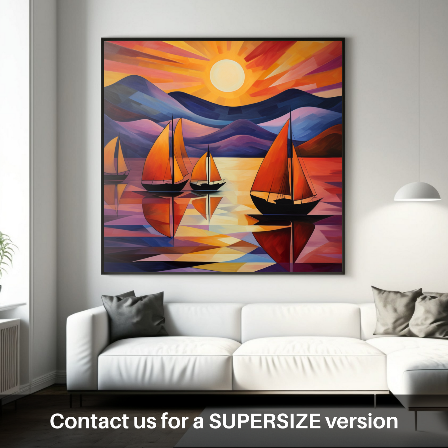 Huge supersize print of Sailing boats on Loch Lomond at sunset