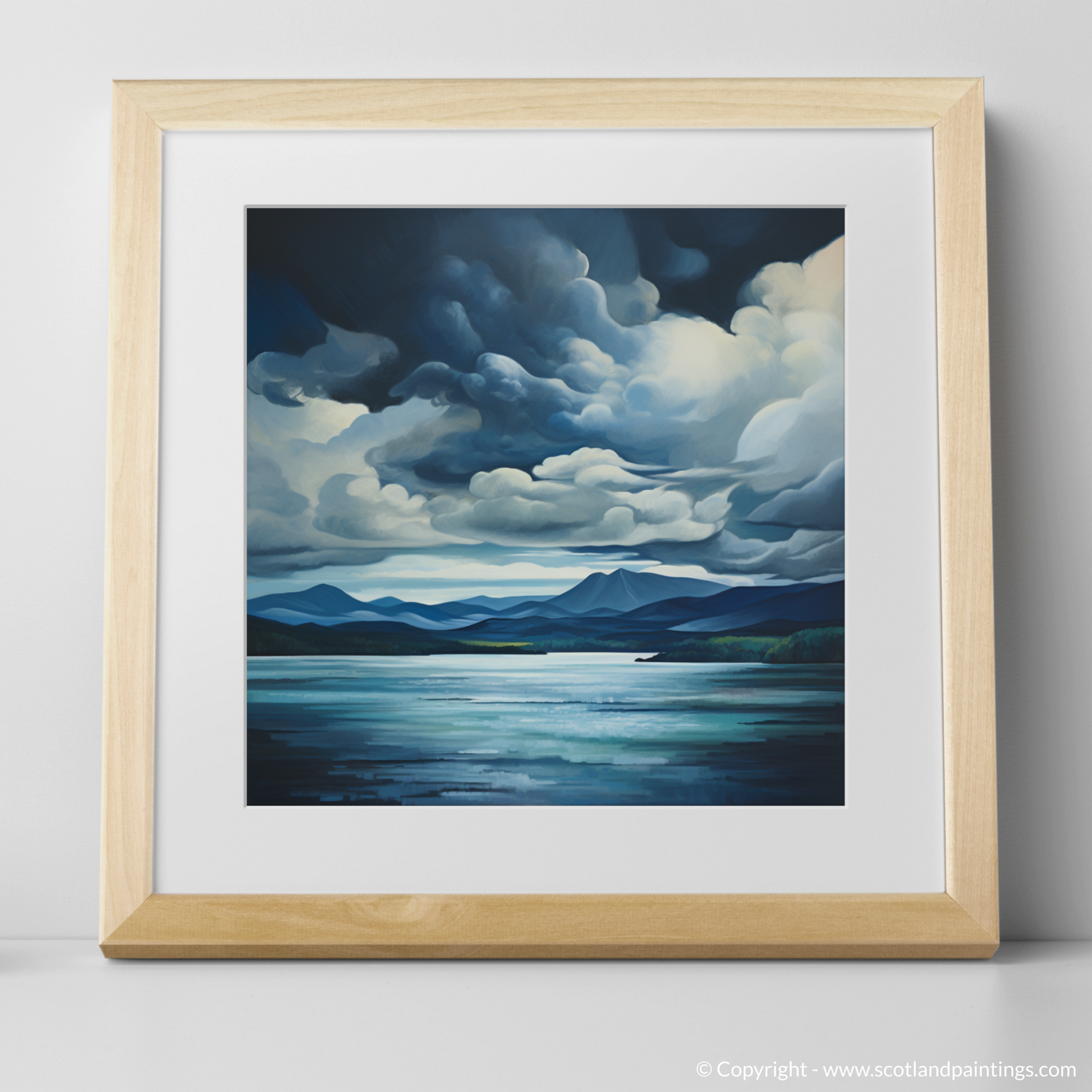 Art Print of Storm clouds above Loch Lomond with a natural frame