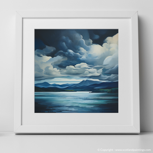 Art Print of Storm clouds above Loch Lomond with a white frame