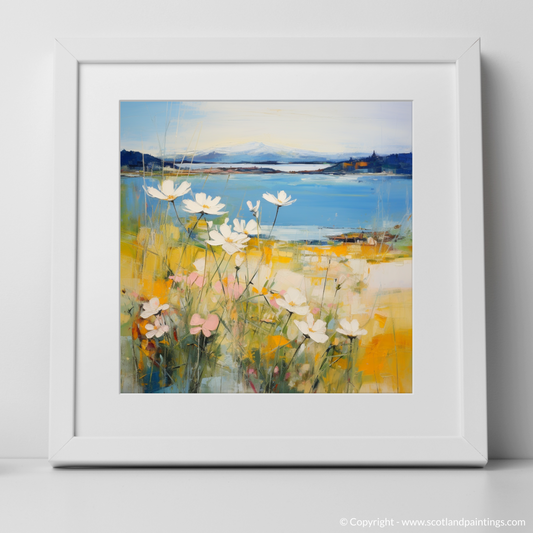 Art Print of Wildflowers by Loch Lomond with a white frame