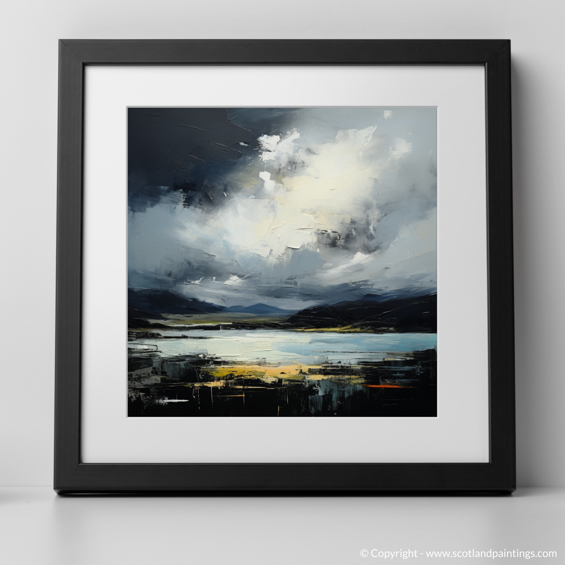 Art Print of Storm clouds above Loch Lomond with a black frame