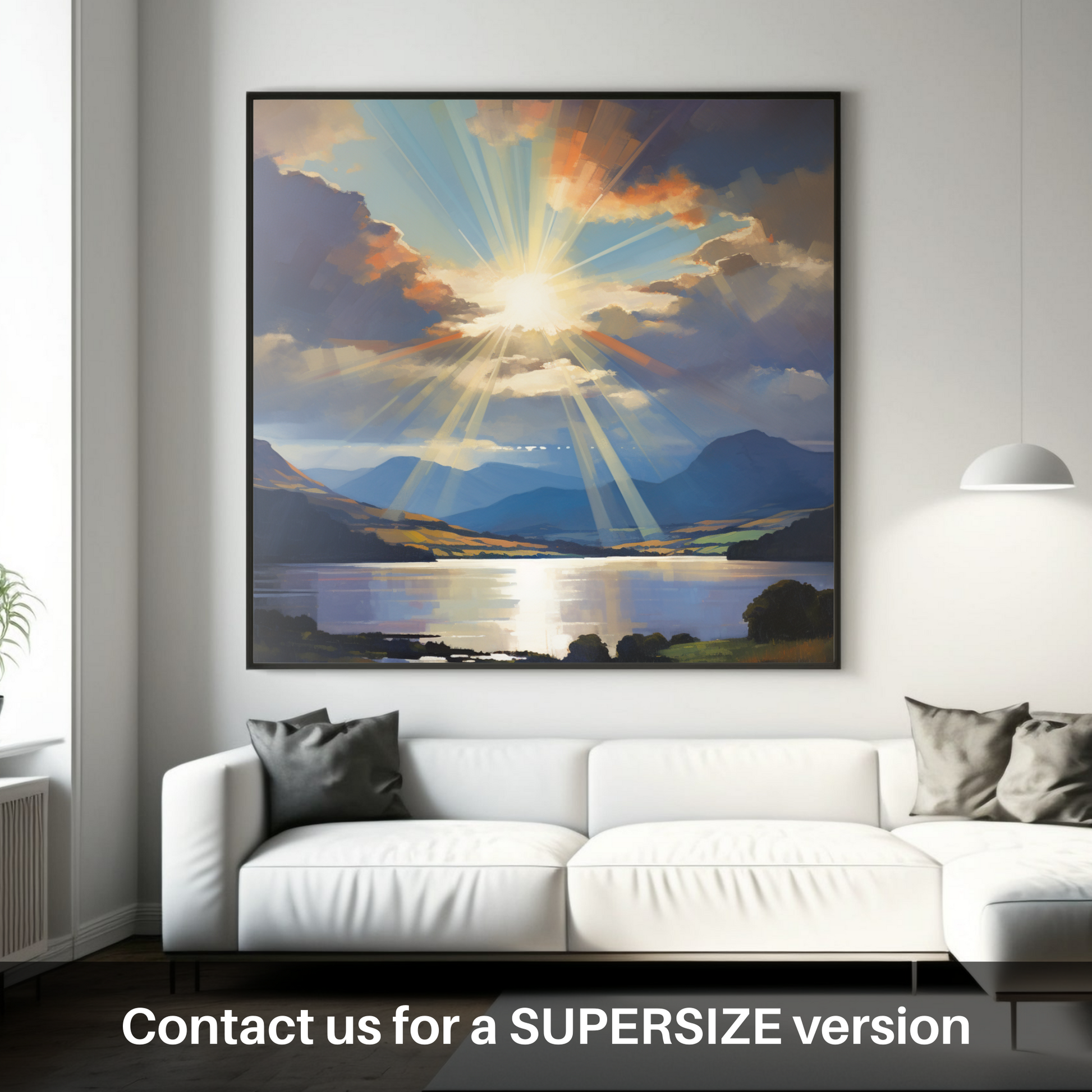 Huge supersize print of Crepuscular rays above Loch Lomond