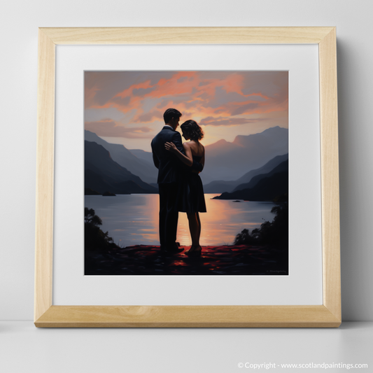 Art Print of Dusk on Loch Lomond with a natural frame