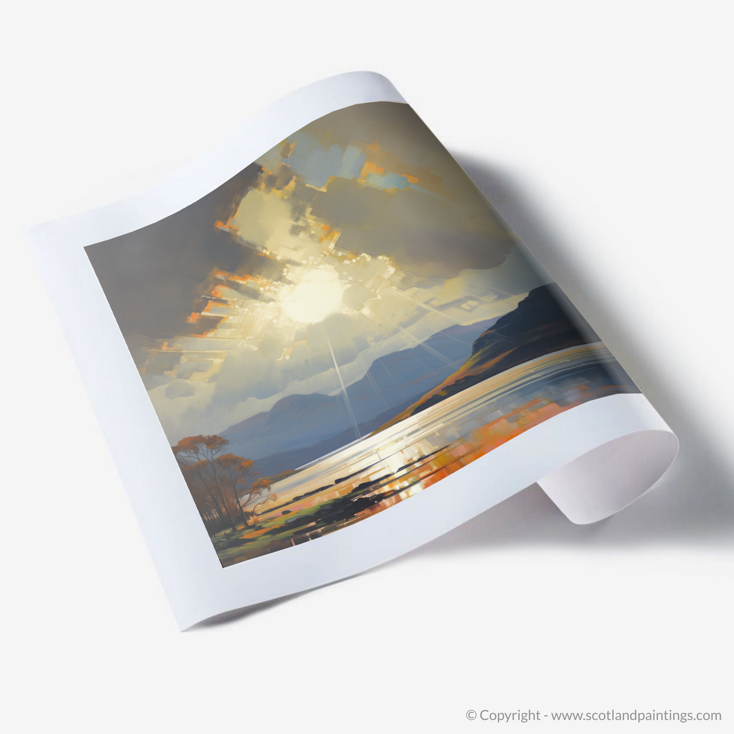 Art Print of Crepuscular rays above Loch Lomond