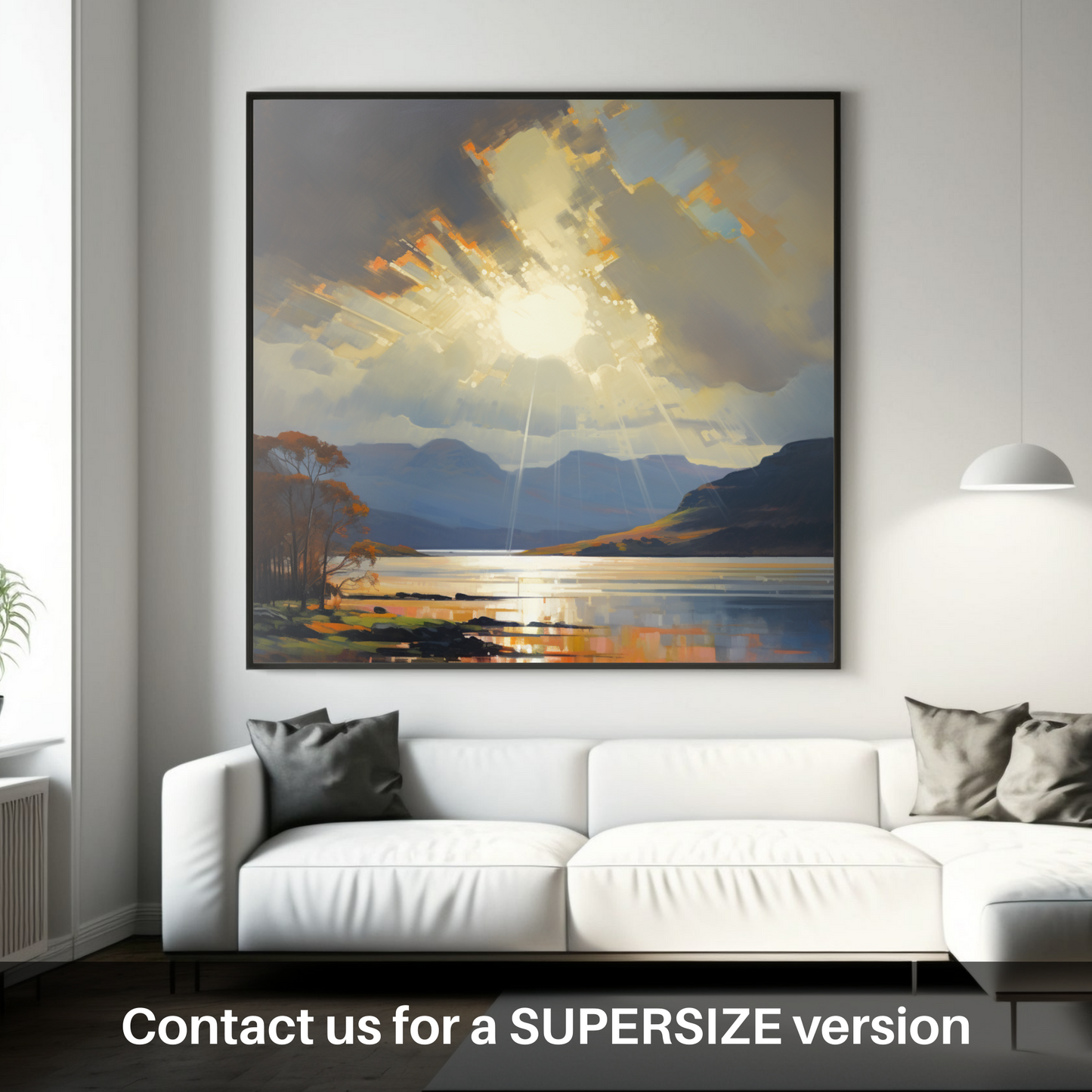 Huge supersize print of Crepuscular rays above Loch Lomond