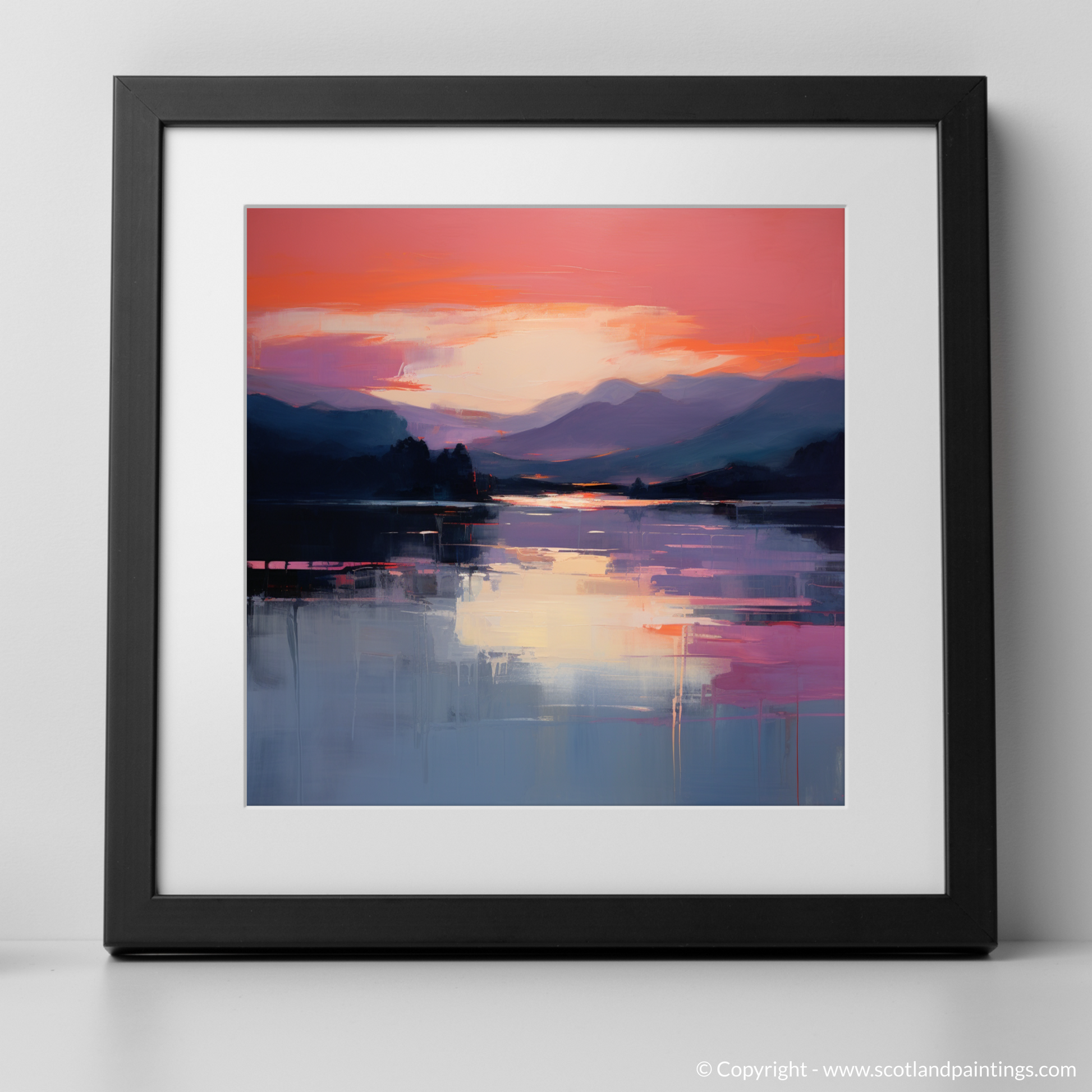 Art Print of Dusk on Loch Lomond with a black frame