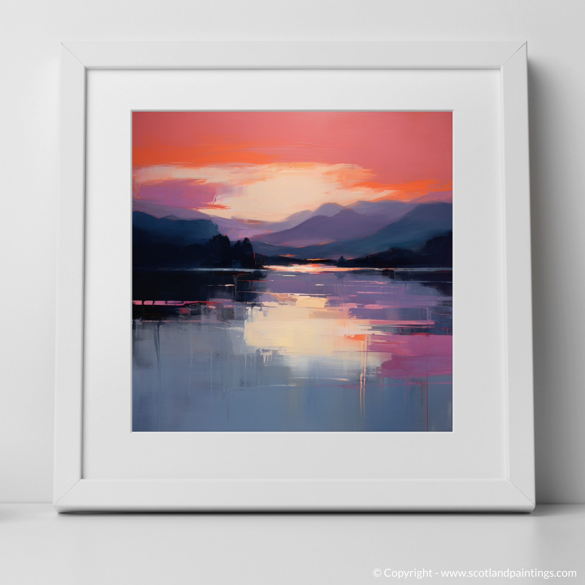 Art Print of Dusk on Loch Lomond with a white frame