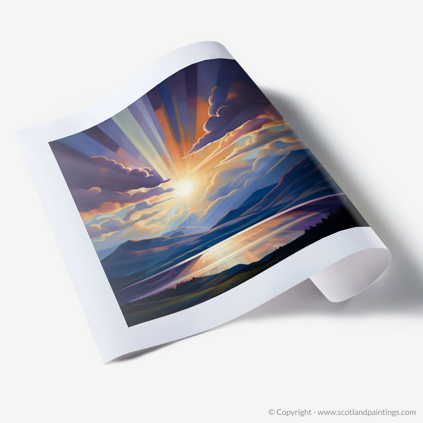 Art Print of Crepuscular rays above Loch Lomond