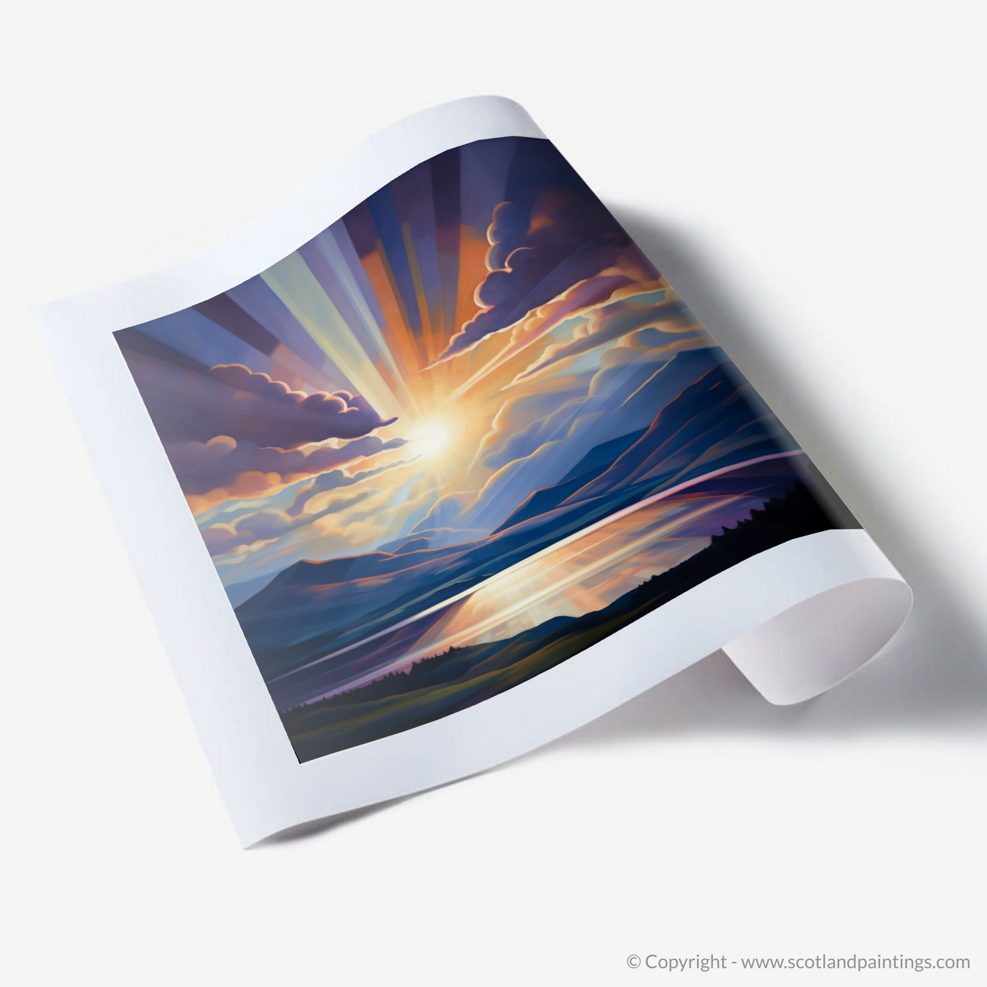 Art Print of Crepuscular rays above Loch Lomond