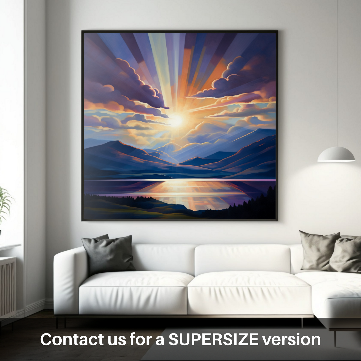 Huge supersize print of Crepuscular rays above Loch Lomond