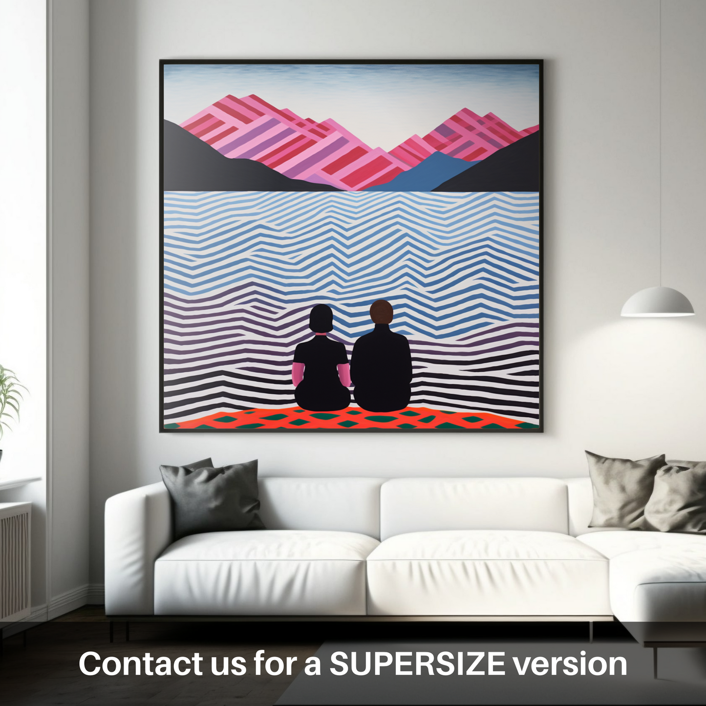 Huge supersize print of Two hikers looking out on Loch Lomond