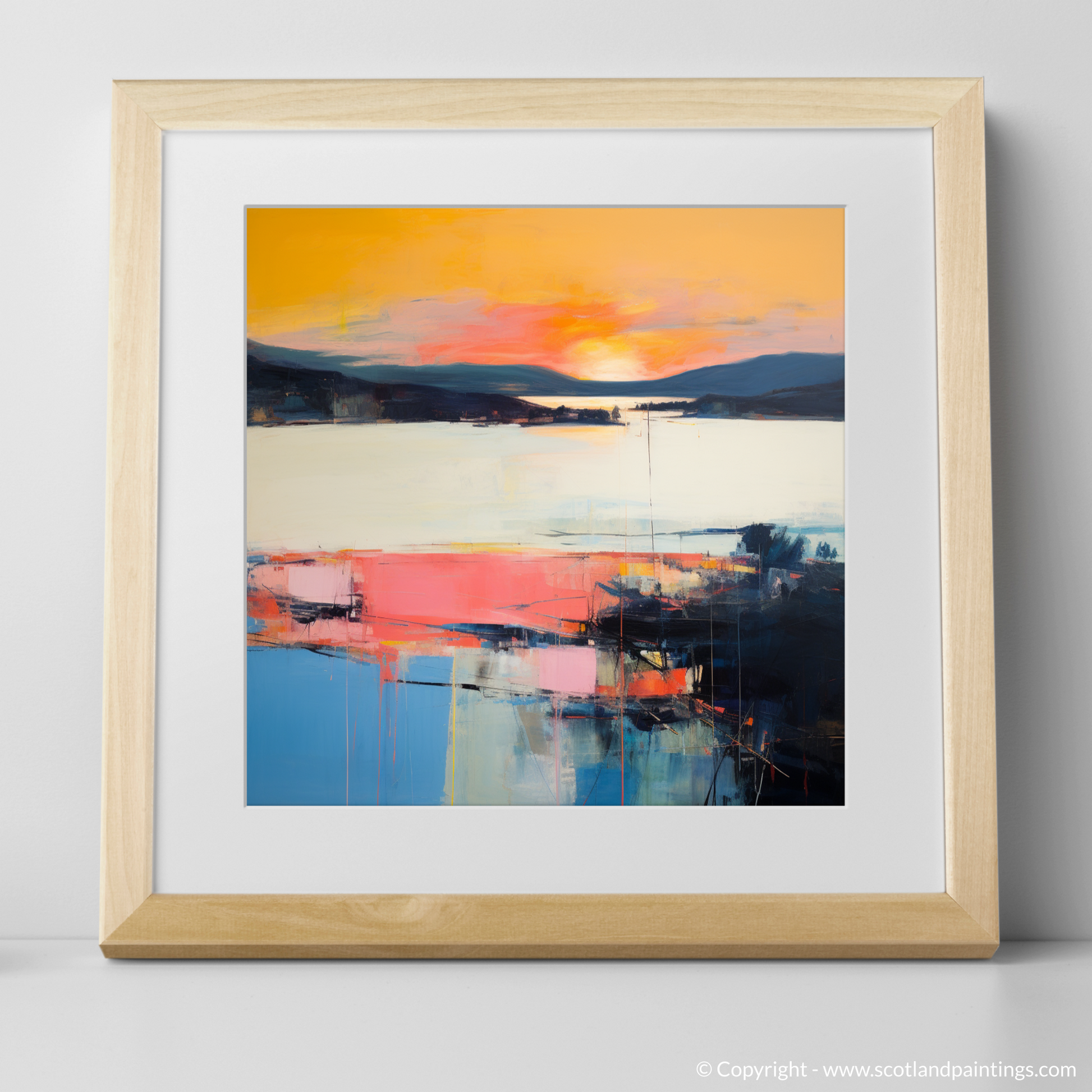 Art Print of Sunset over Loch Lomond with a natural frame