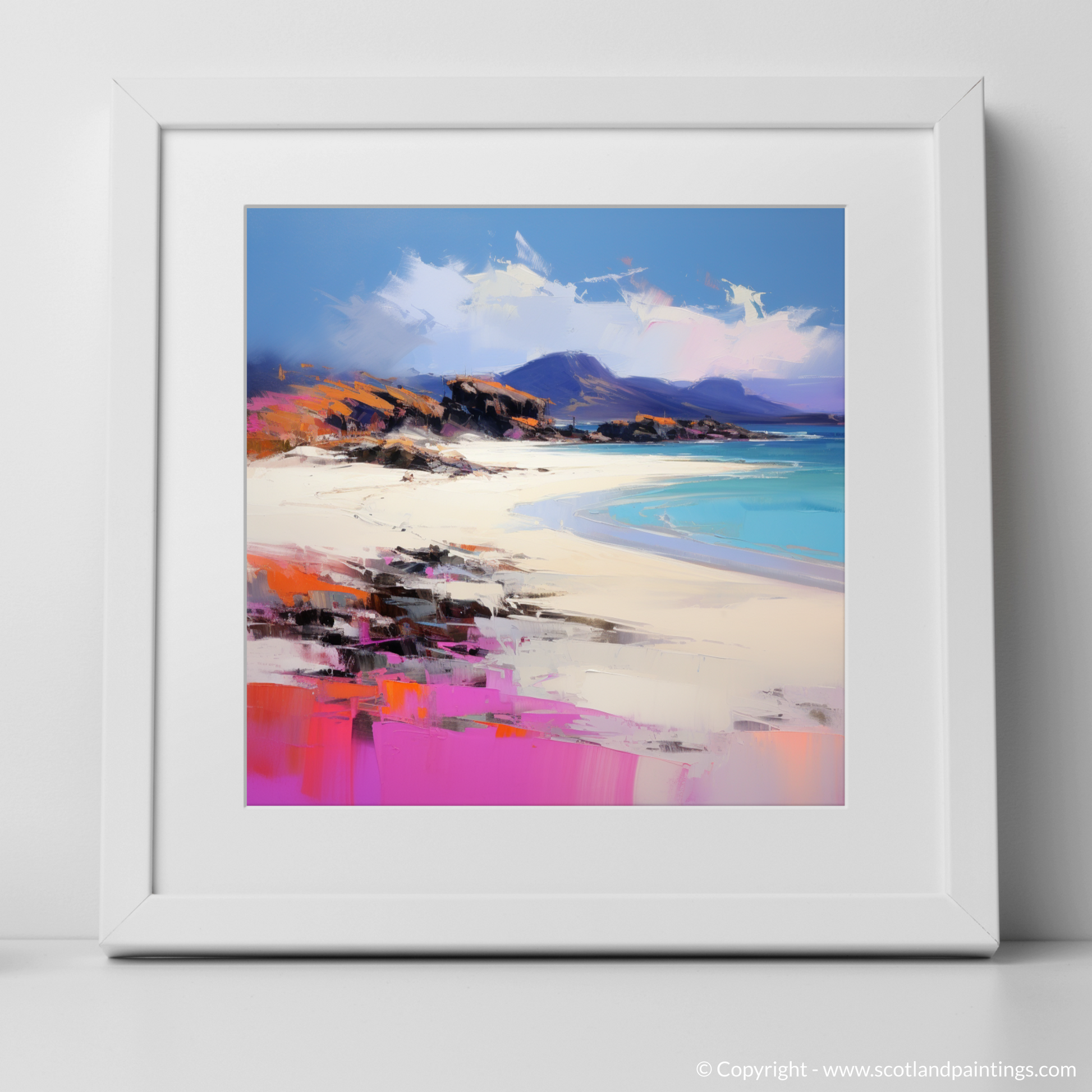 Art Print of Camusdarach Beach, Arisaig with a white frame